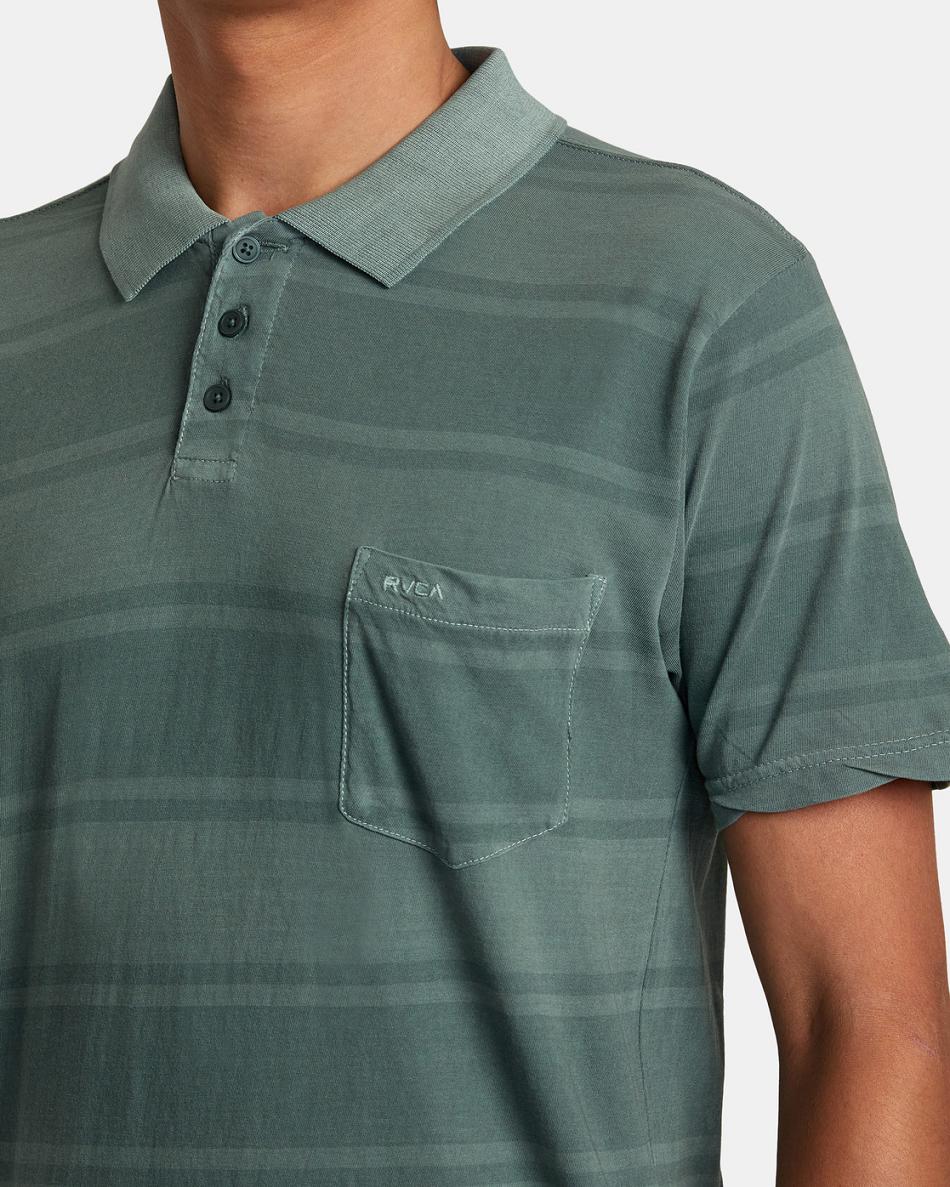 T shirts Rvca PTC Board Stripe Polo Hombre Cactus | COJKU39416