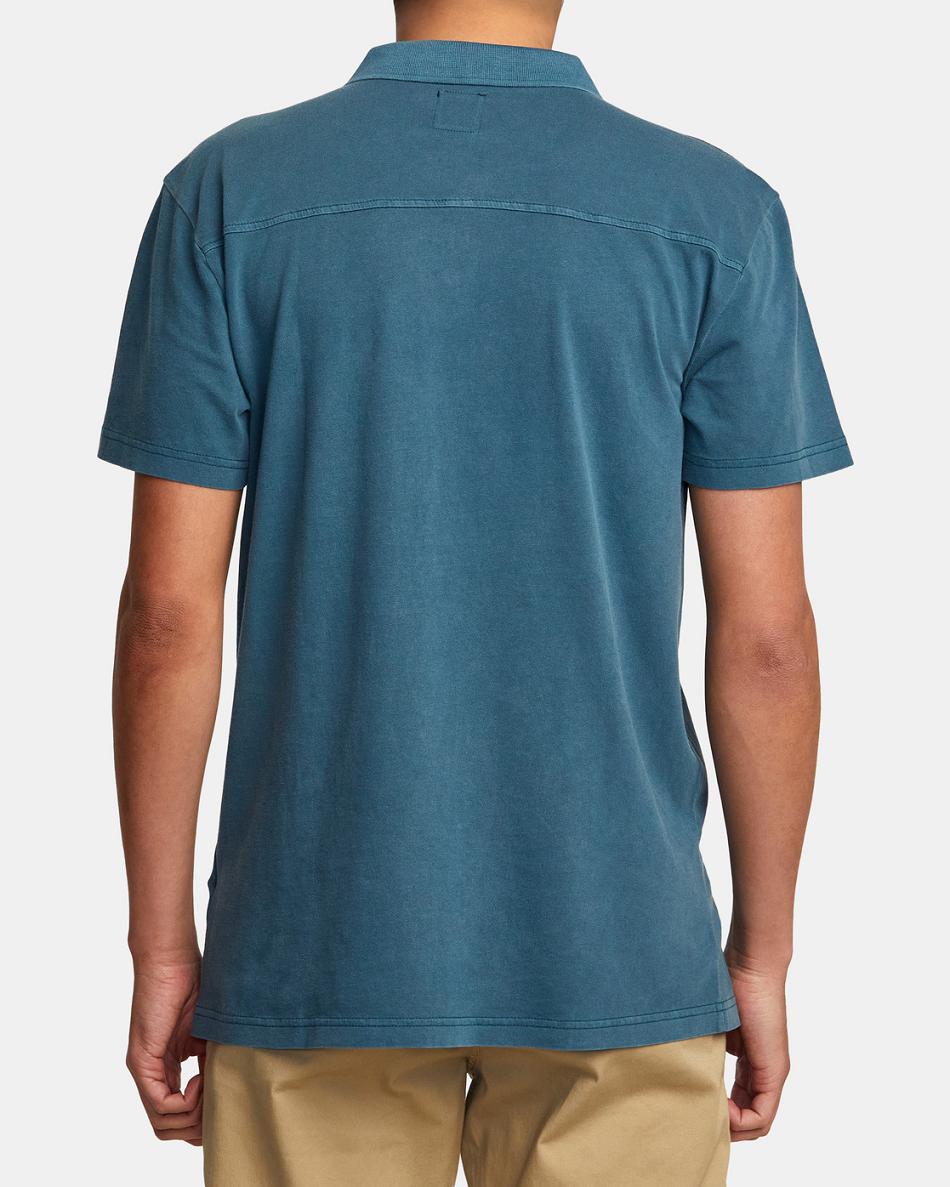 T shirts Rvca PTC Pigment Polo Hombre Azules | ACODF79126