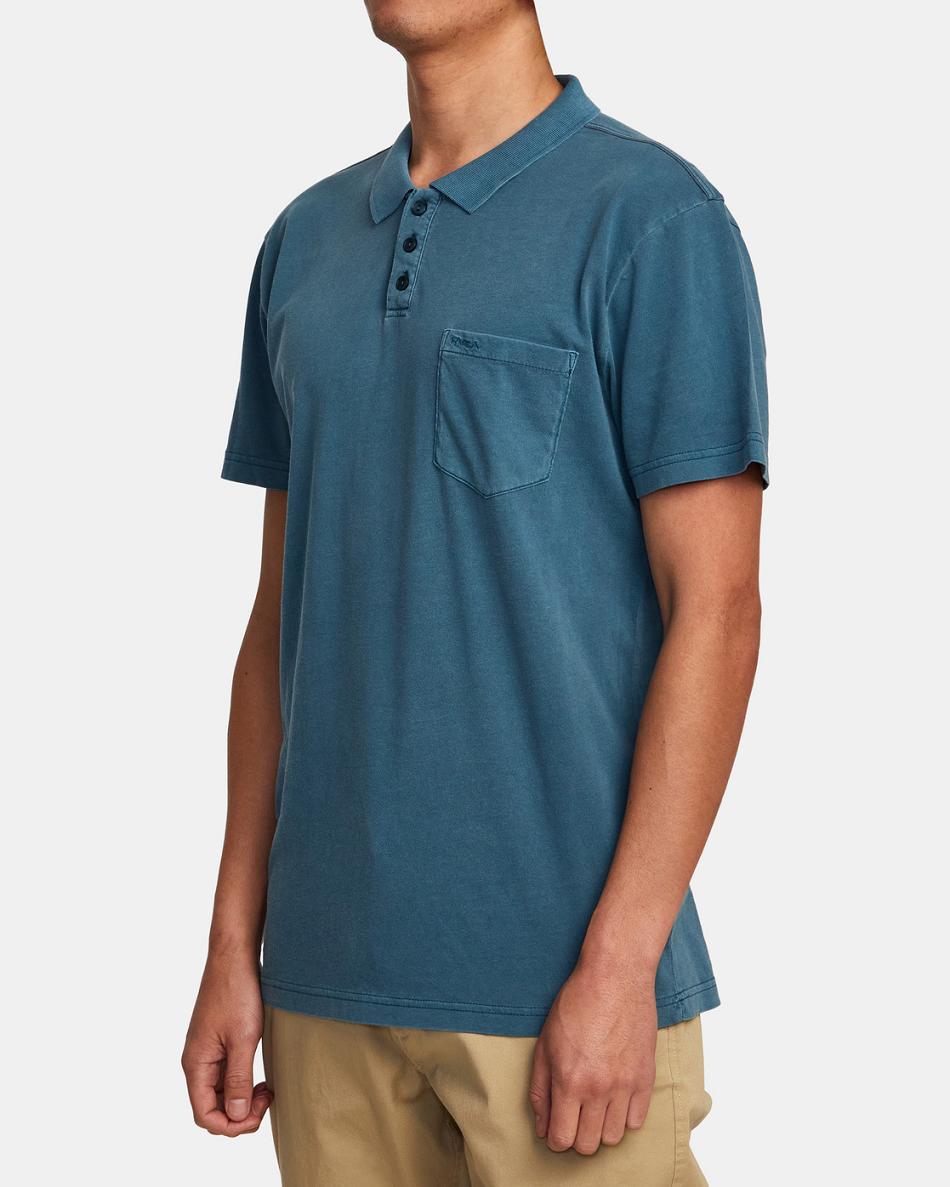 T shirts Rvca PTC Pigment Polo Hombre Azules | ACODF79126