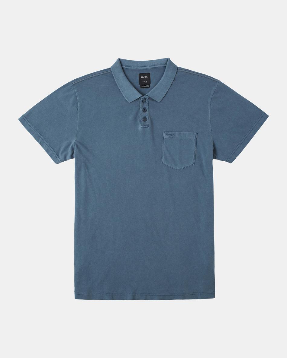 T shirts Rvca PTC Pigment Polo Hombre Azules | ACODF79126