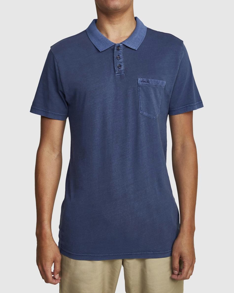 T shirts Rvca PTC Pigment Polo Hombre Azules | PCOQX26312