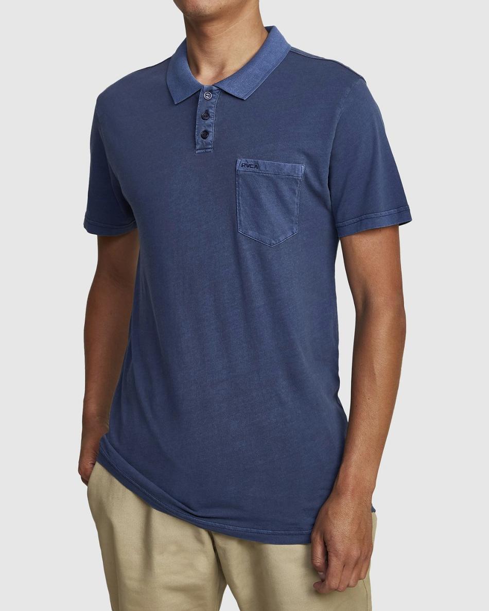 T shirts Rvca PTC Pigment Polo Hombre Azules | PCOQX26312