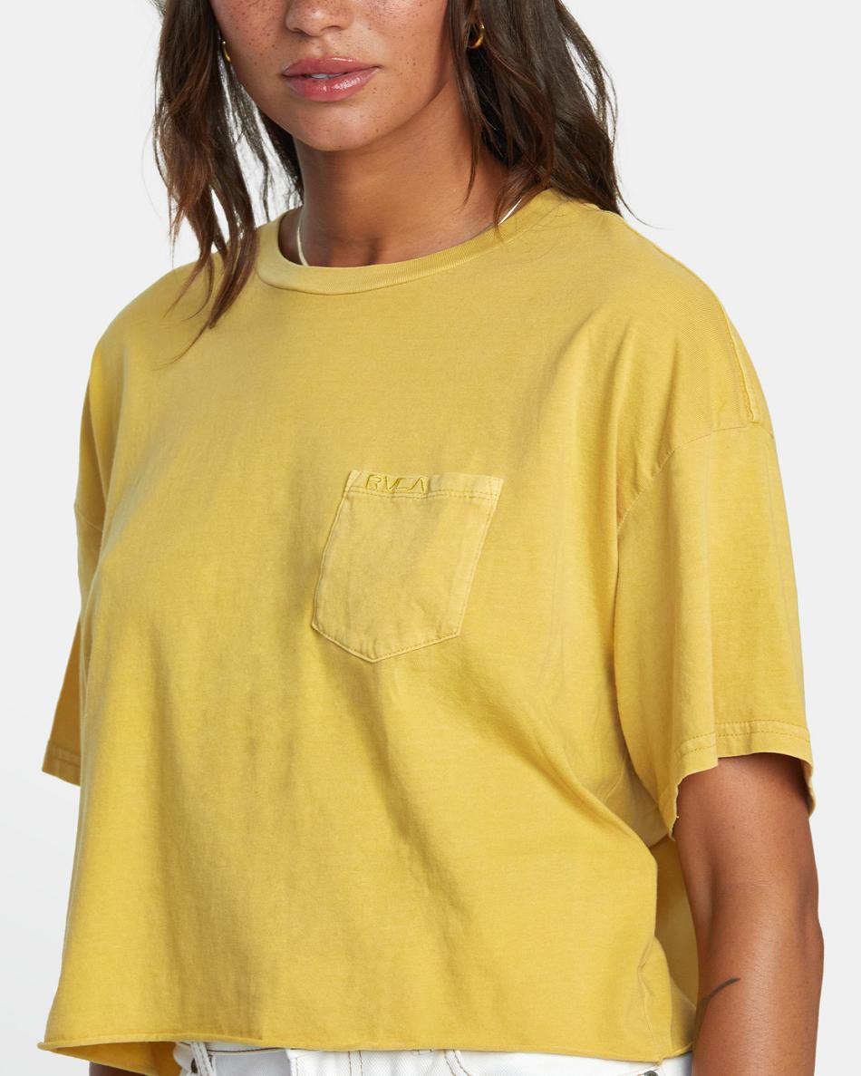 T shirts Rvca PTC Pocket Mujer Doradas | QCOWA36081