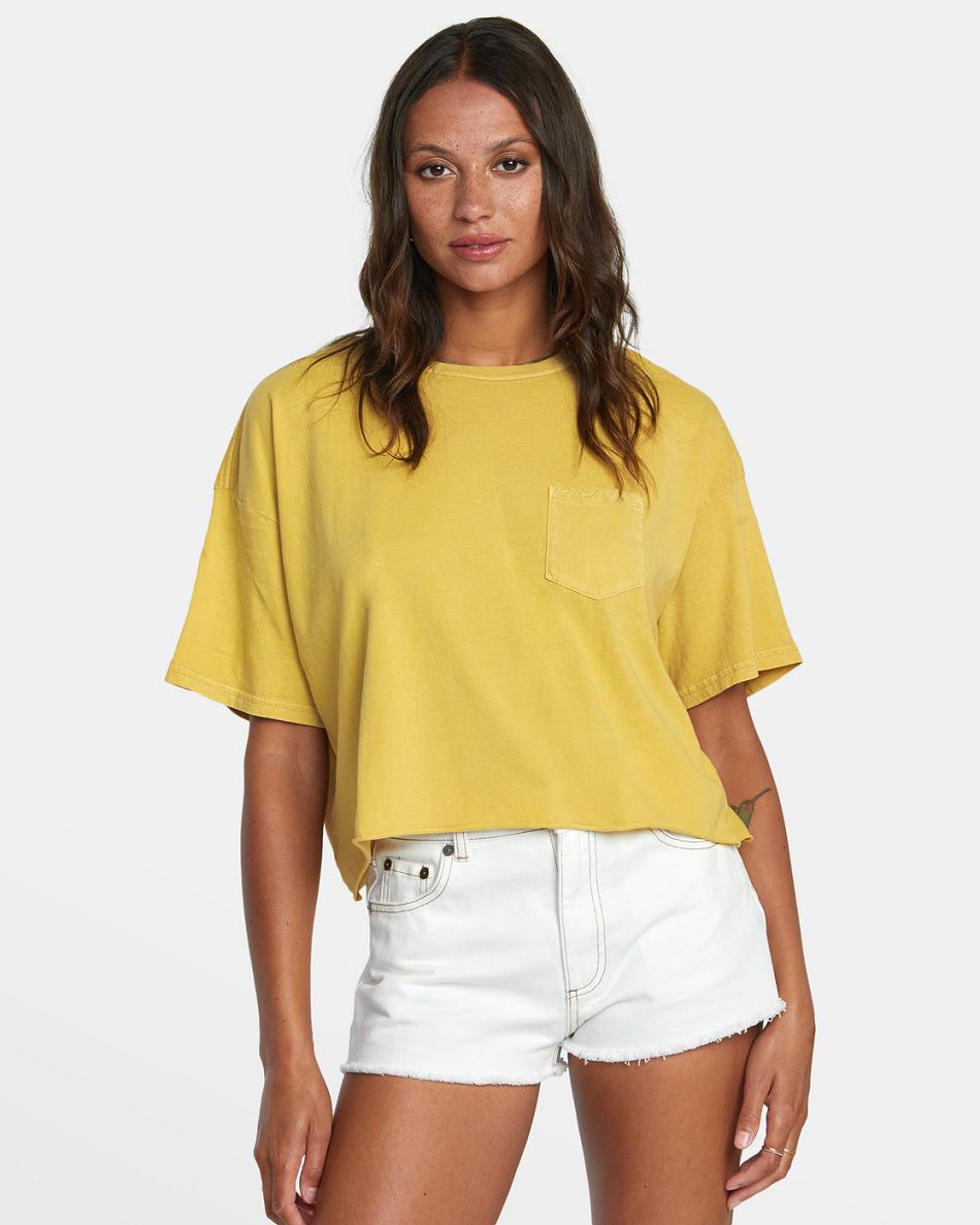 T shirts Rvca PTC Pocket Mujer Doradas | QCOWA36081