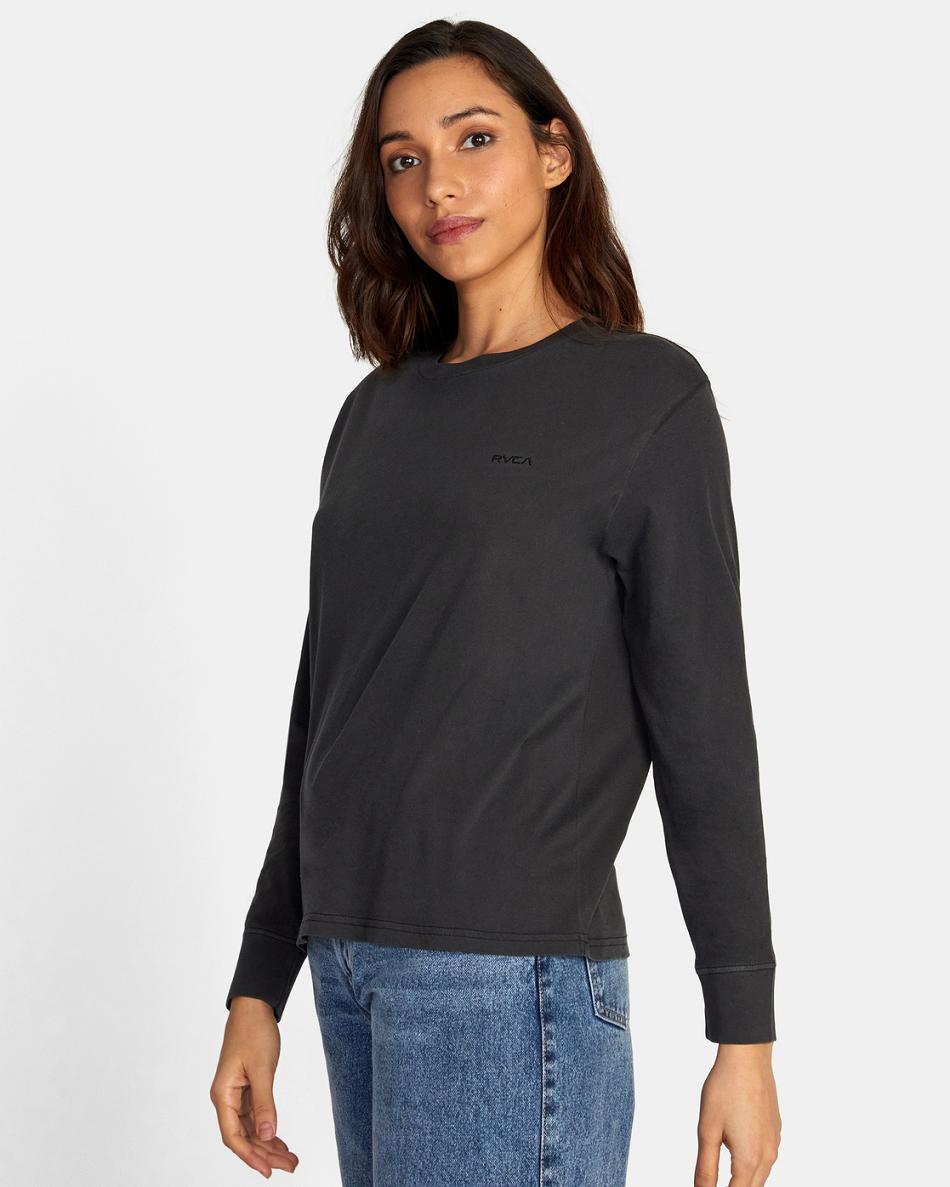 T shirts Rvca PTC Stolen Long Sleeve Mujer Negras | XCOBH56468