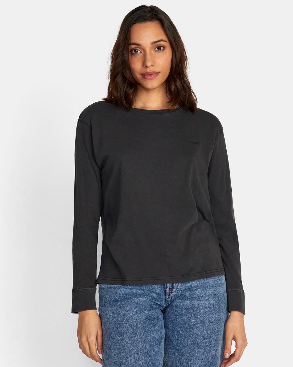 T shirts Rvca PTC Stolen Long Sleeve Mujer Negras | XCOBH56468