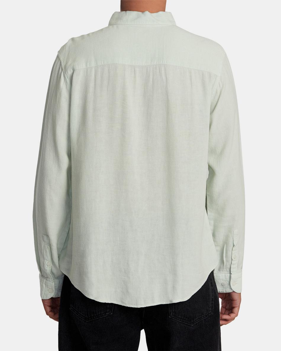 T shirts Rvca PTC Woven Long Sleeve Hombre Verde | FCOHY18308