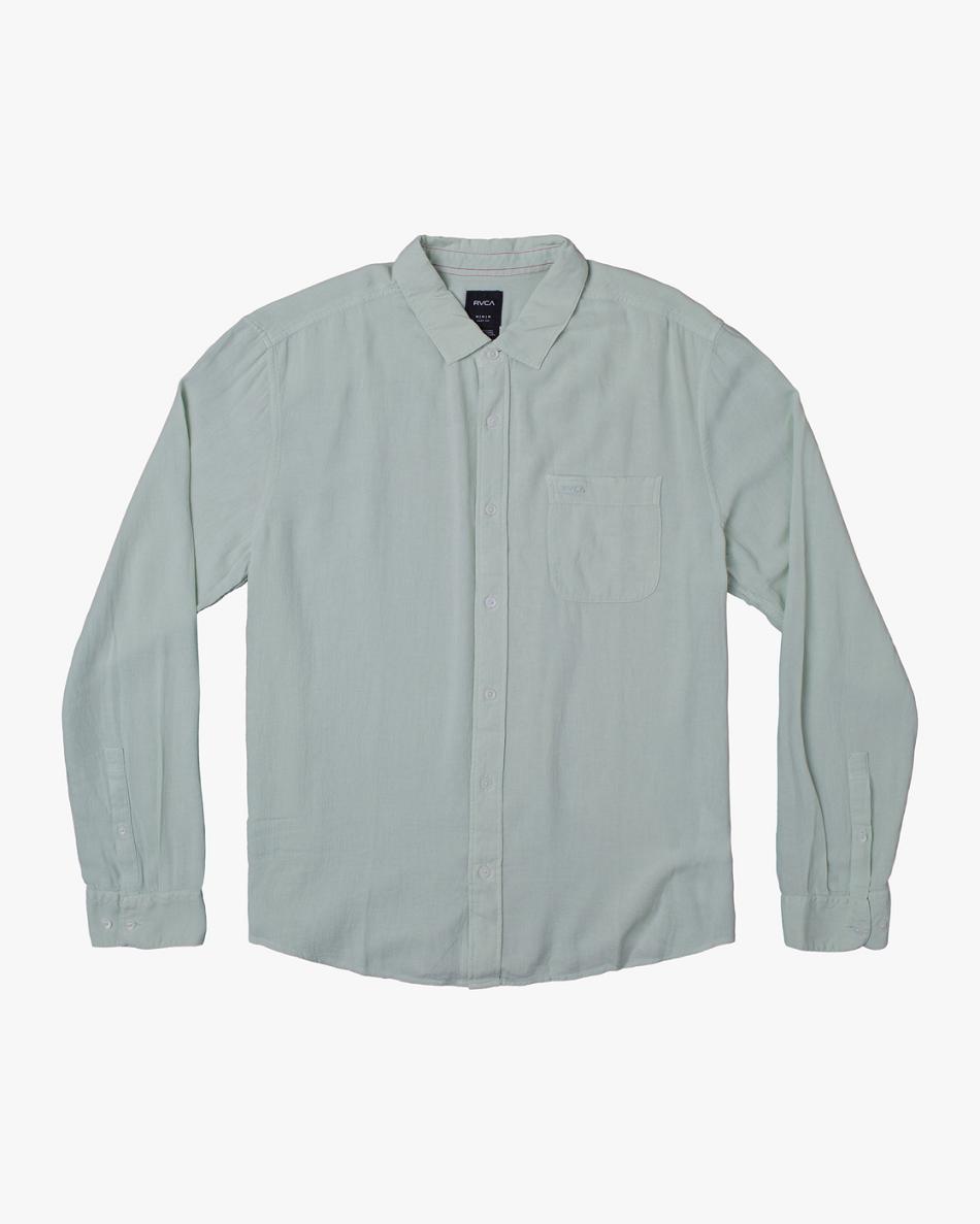 T shirts Rvca PTC Woven Long Sleeve Hombre Verde | FCOHY18308