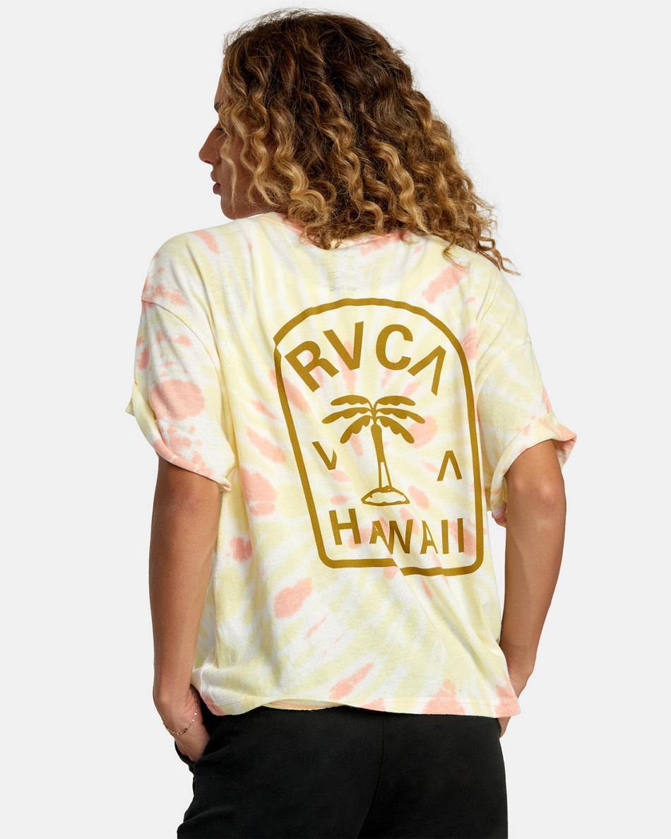 T shirts Rvca Palm Hawaii Estampadas Mujer Tie Dye | TCOWZ45062