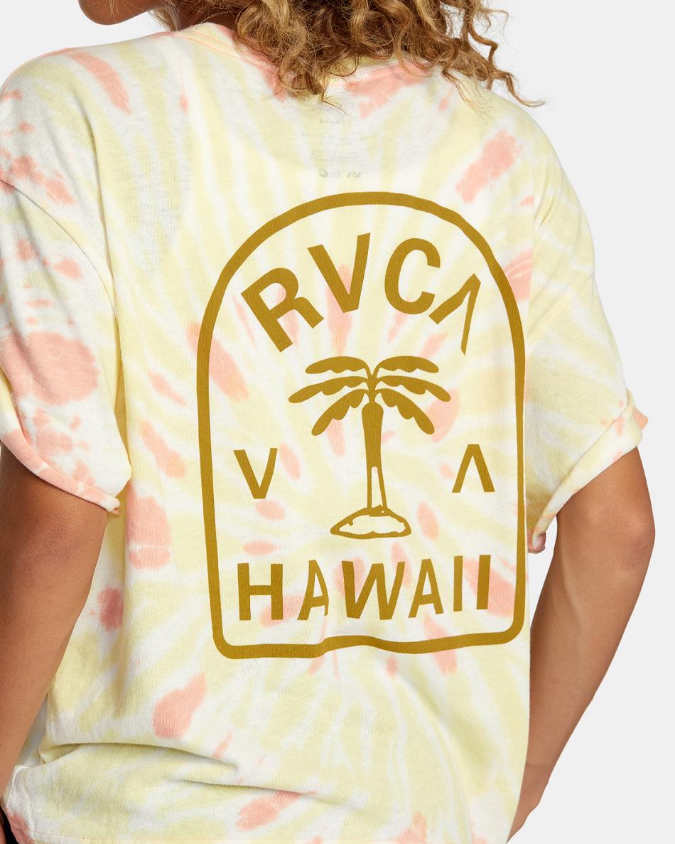 T shirts Rvca Palm Hawaii Estampadas Mujer Tie Dye | TCOWZ45062