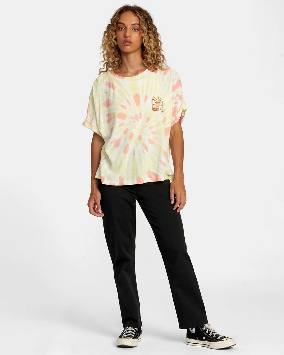 T shirts Rvca Palm Hawaii Estampadas Mujer Tie Dye | TCOWZ45062