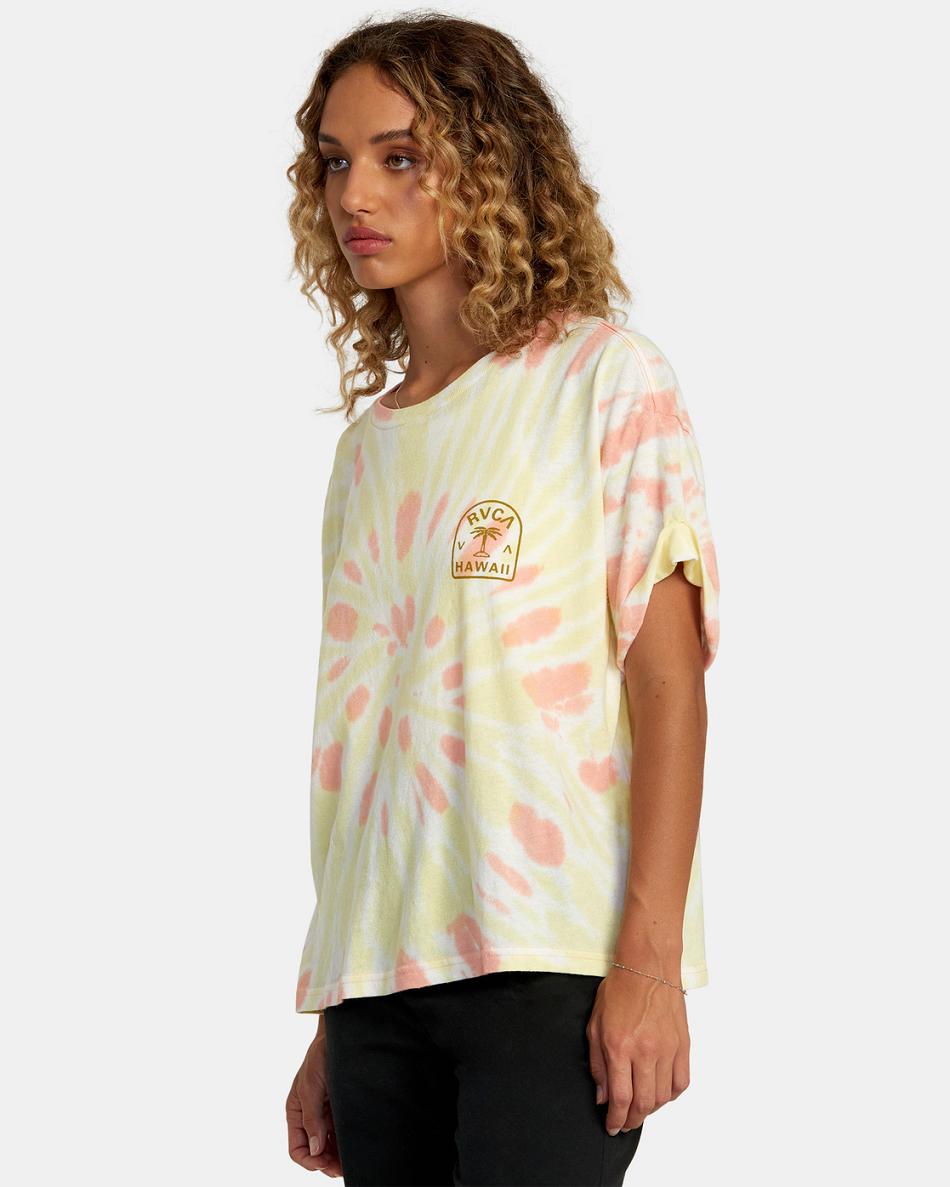 T shirts Rvca Palm Hawaii Estampadas Mujer Tie Dye | TCOWZ45062