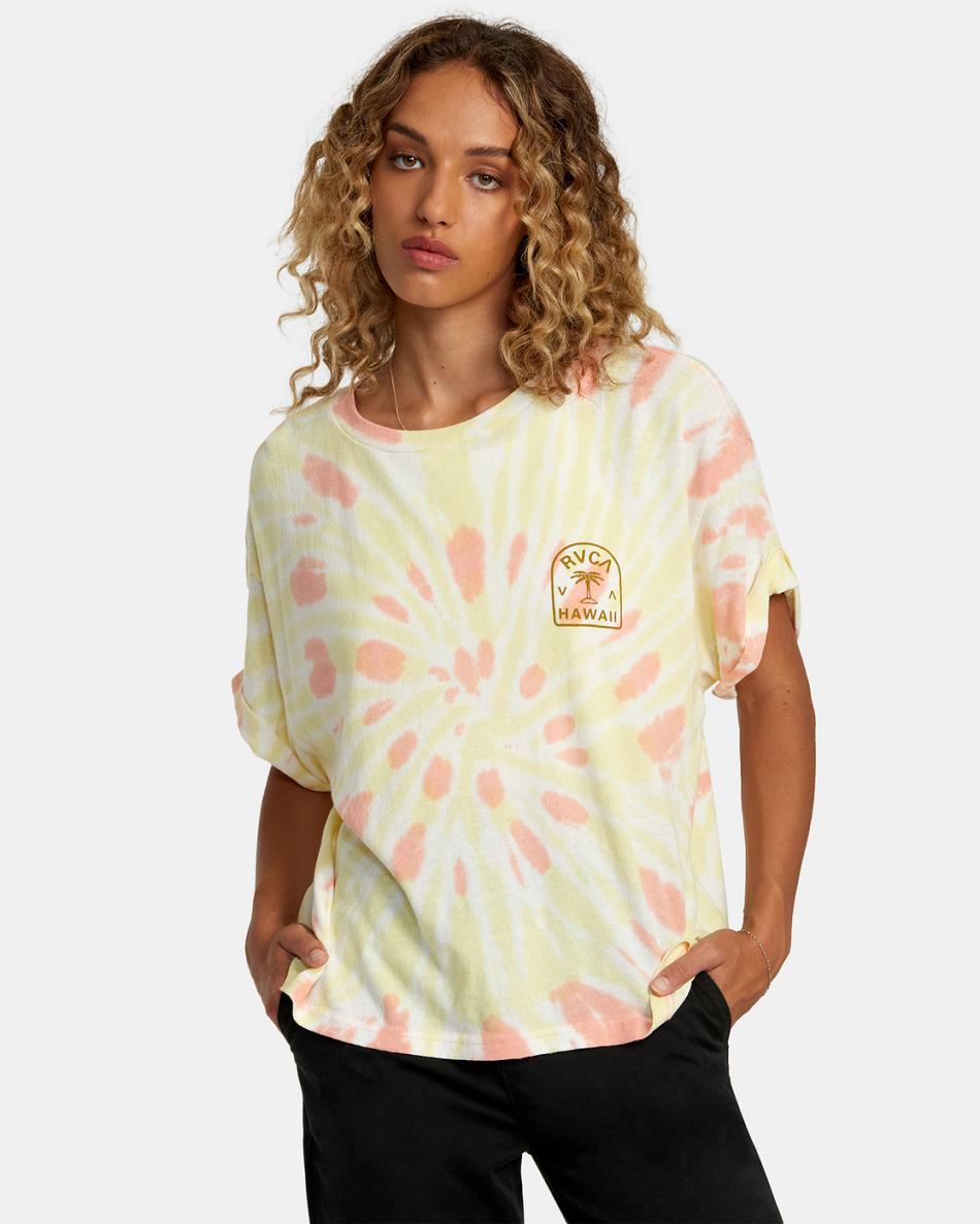 T shirts Rvca Palm Hawaii Estampadas Mujer Tie Dye | TCOWZ45062