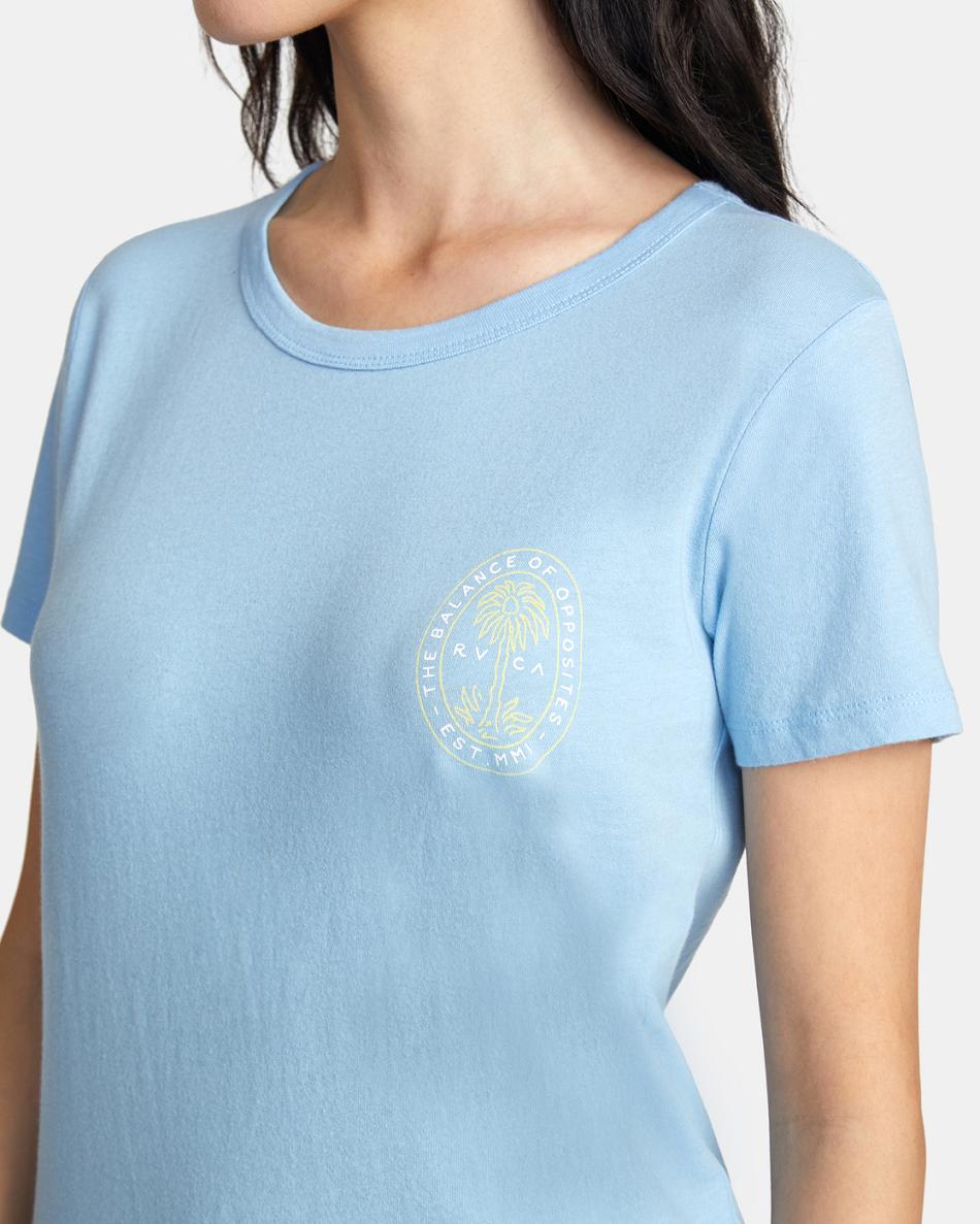 T shirts Rvca Palm Seal Slim-Fit Estampadas Mujer Azules | COEAH77144