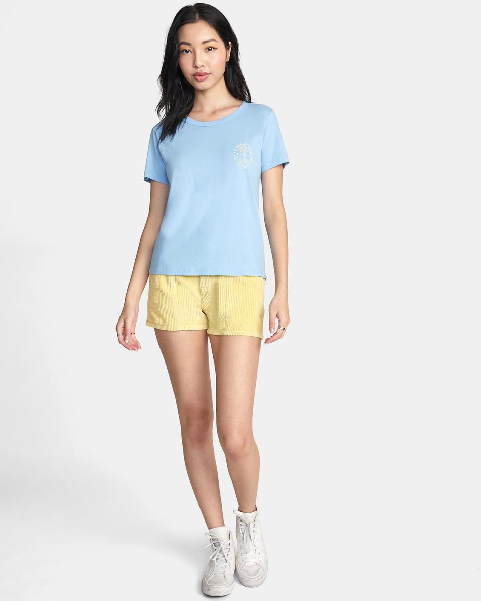 T shirts Rvca Palm Seal Slim-Fit Estampadas Mujer Azules | COEAH77144