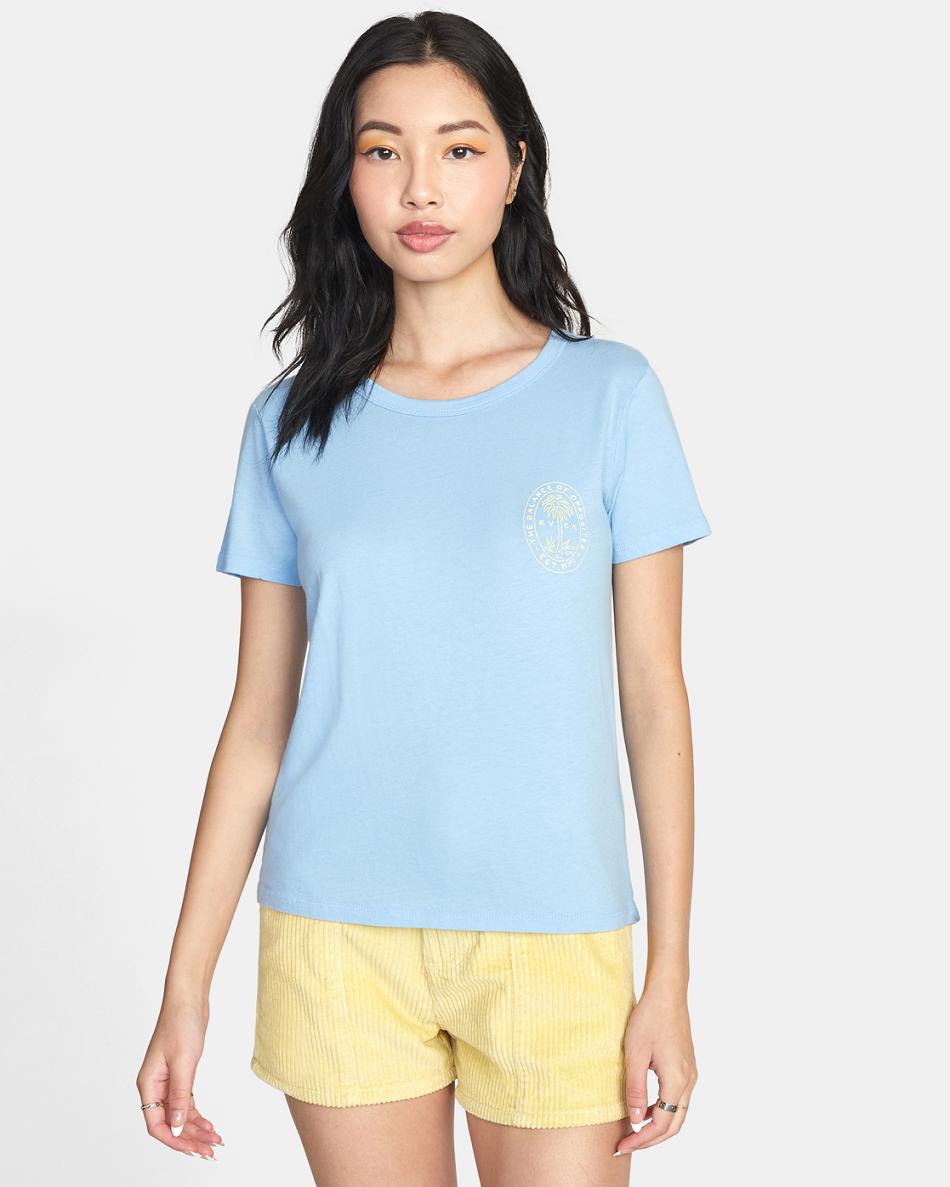 T shirts Rvca Palm Seal Slim-Fit Estampadas Mujer Azules | COEAH77144