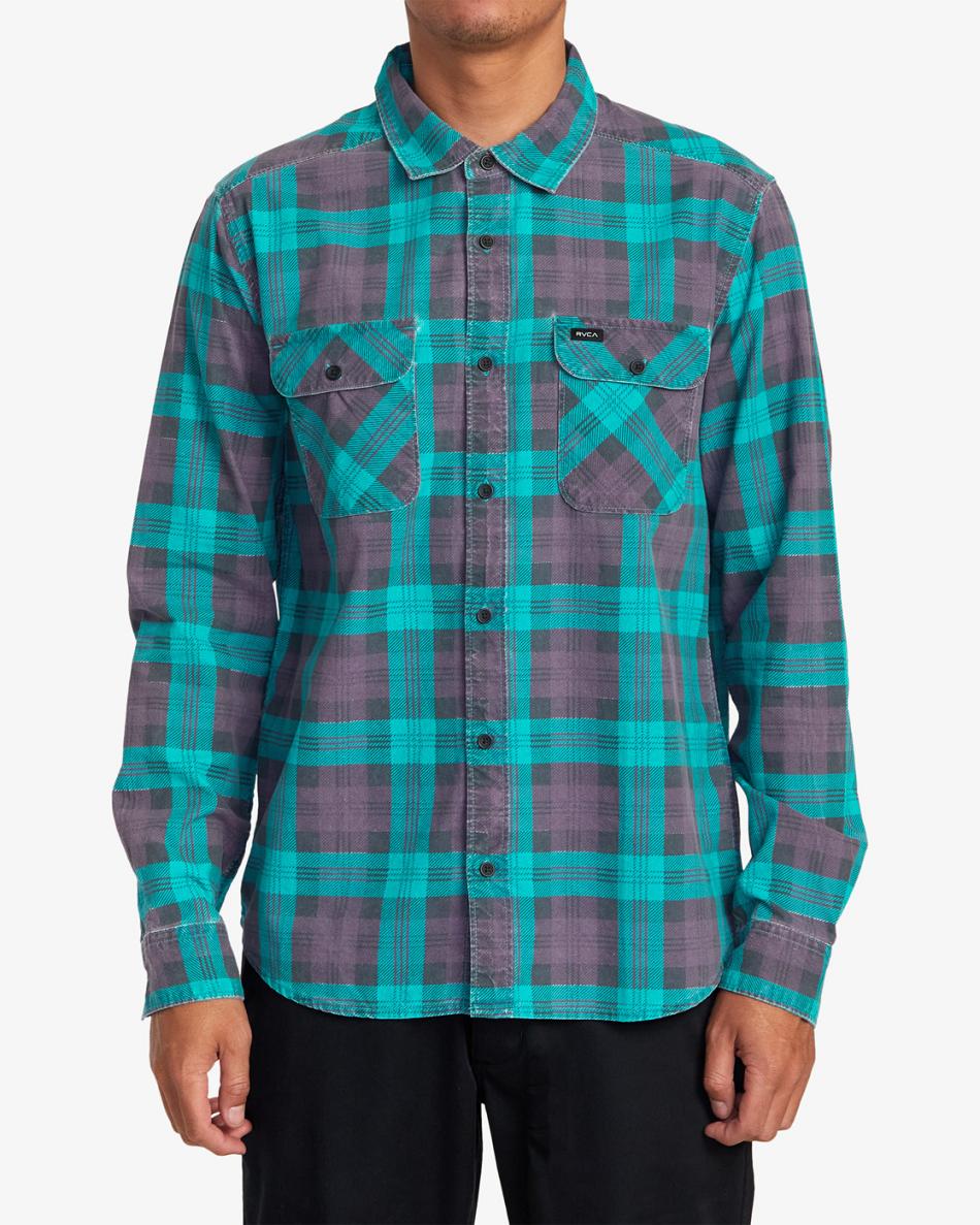 T shirts Rvca Panhandle Flannel Hombre Purps | COCVG69970