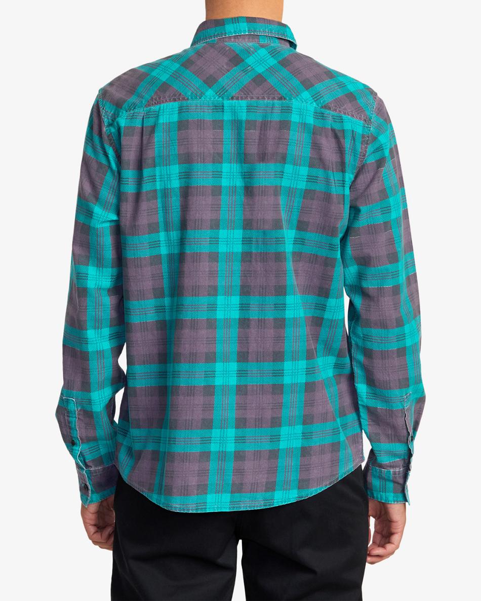 T shirts Rvca Panhandle Flannel Hombre Purps | COCVG69970