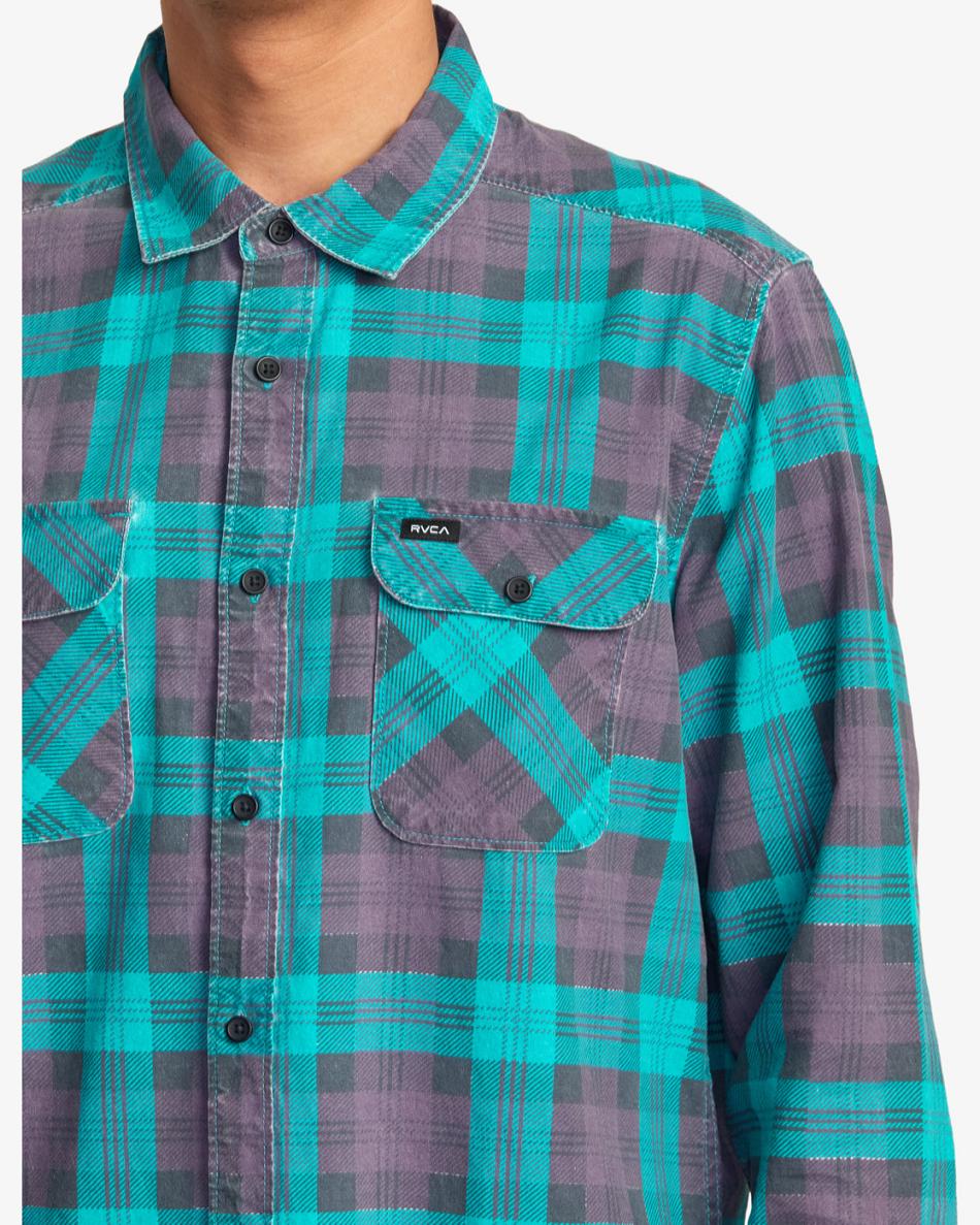 T shirts Rvca Panhandle Flannel Hombre Purps | COCVG69970