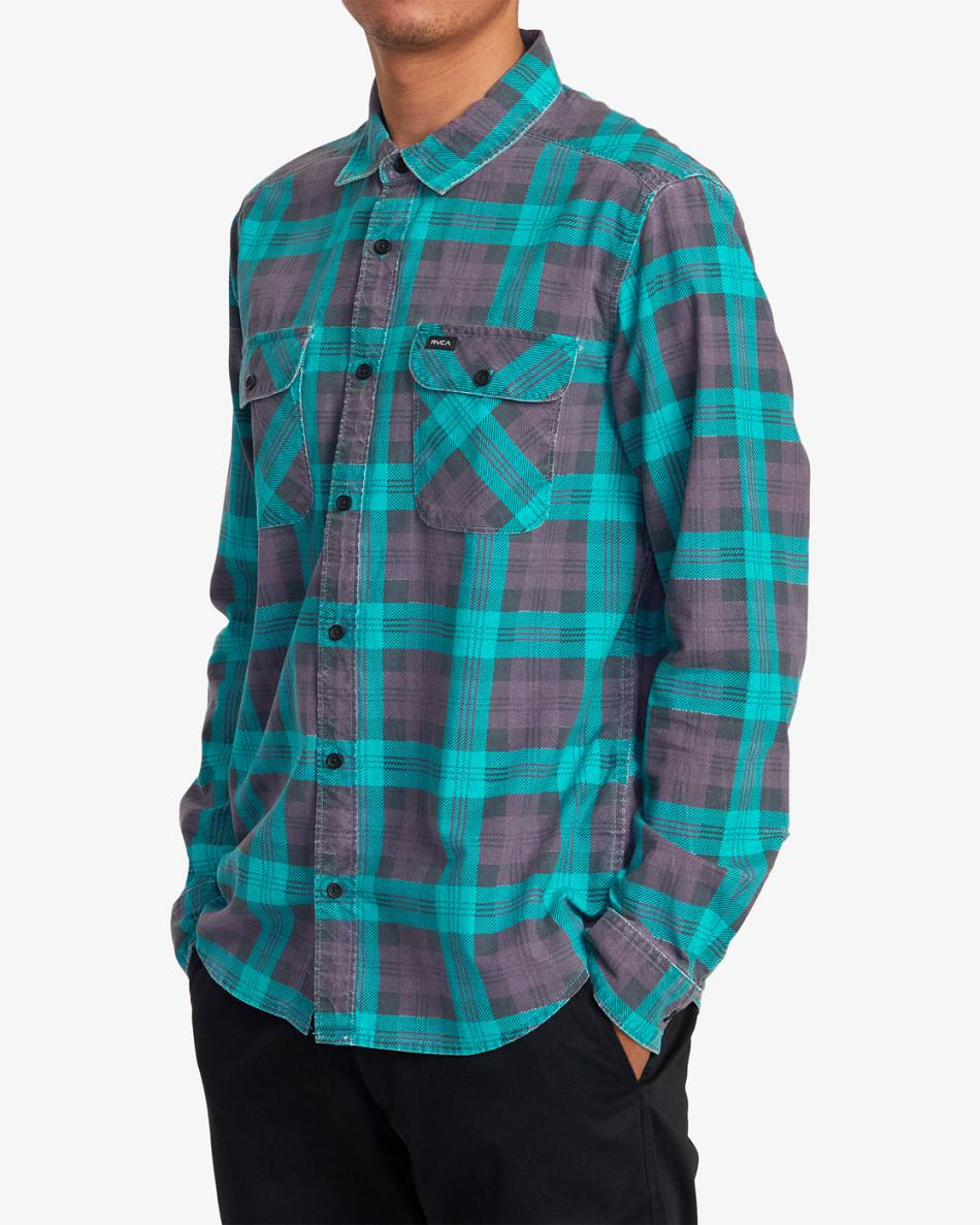 T shirts Rvca Panhandle Flannel Hombre Purps | COCVG69970