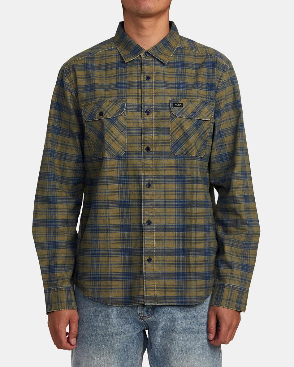 T shirts Rvca Panhandle Flannel Hombre Wood | COJBT19596