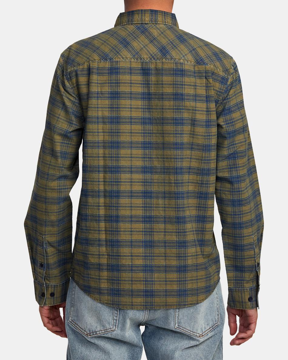 T shirts Rvca Panhandle Flannel Hombre Wood | COJBT19596