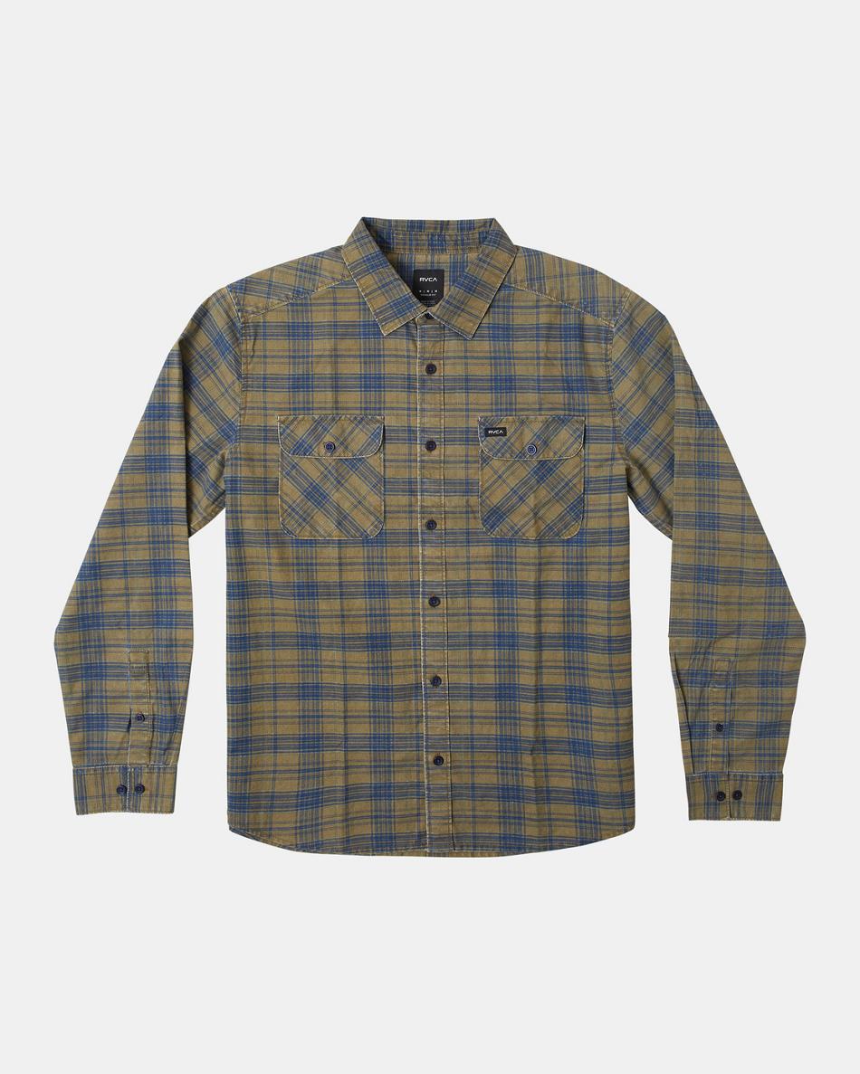 T shirts Rvca Panhandle Flannel Hombre Wood | COJBT19596