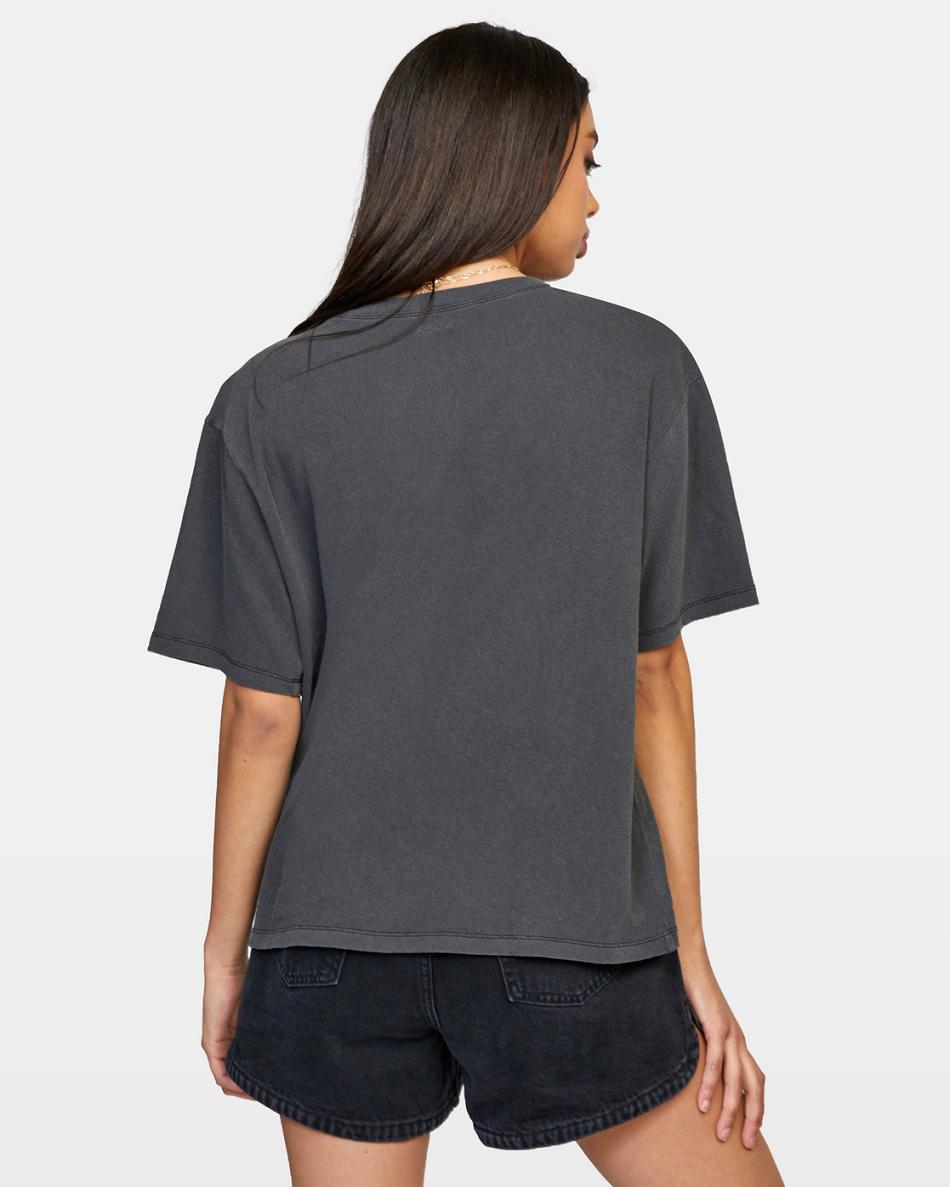 T shirts Rvca Ptc Anyday Oversized Mujer Negras | DCOKV42672