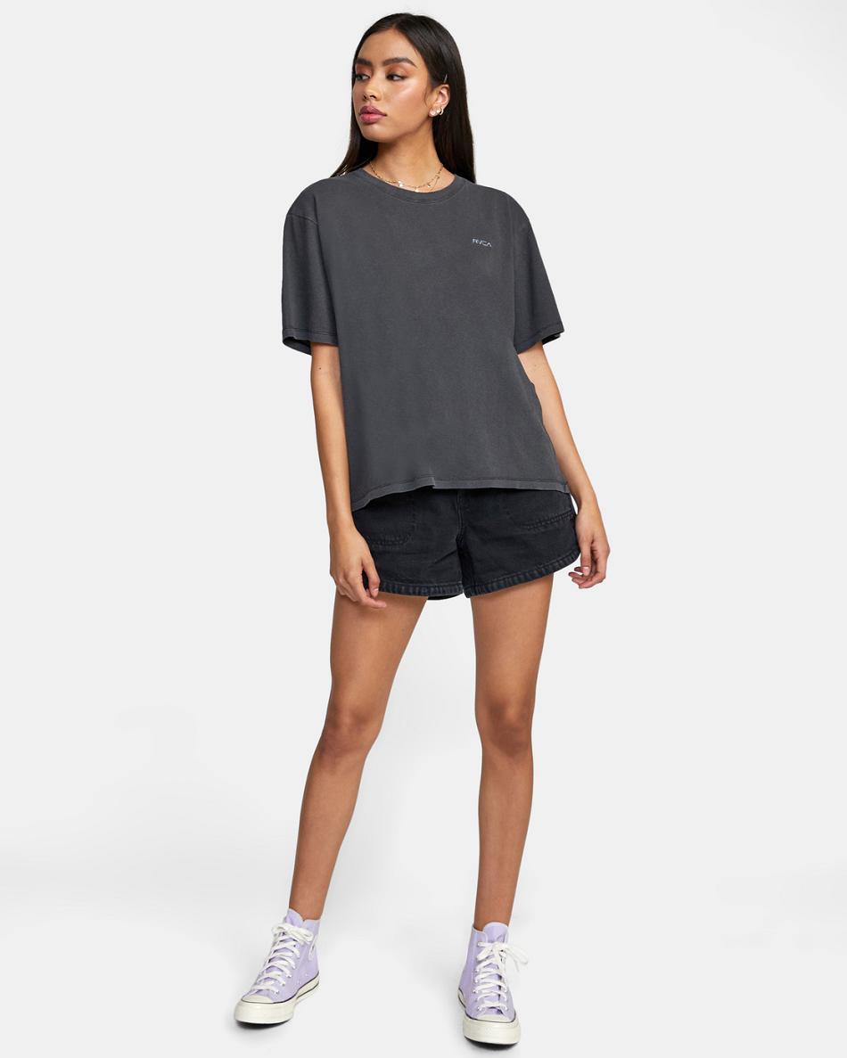 T shirts Rvca Ptc Anyday Oversized Mujer Negras | DCOKV42672