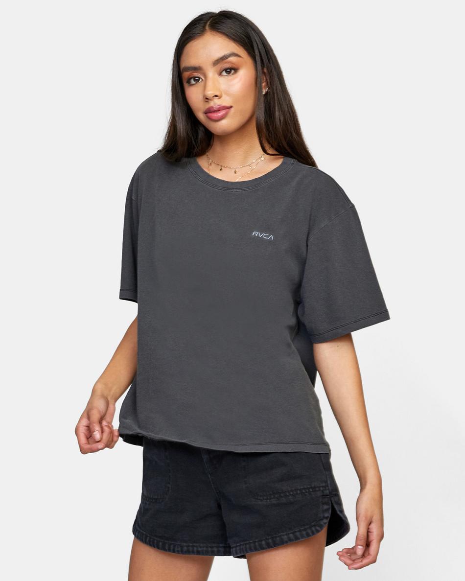 T shirts Rvca Ptc Anyday Oversized Mujer Negras | DCOKV42672