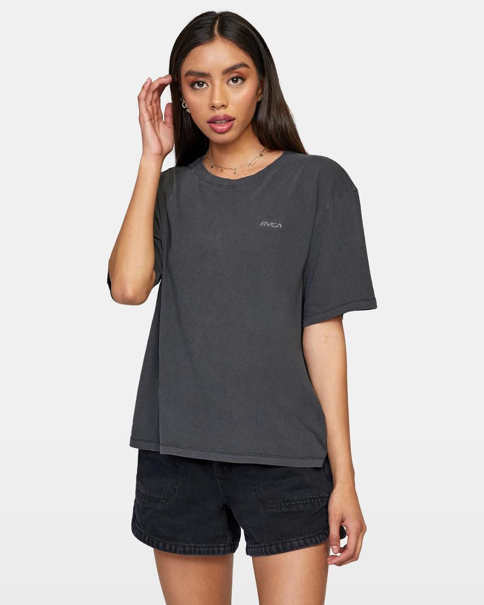 T shirts Rvca Ptc Anyday Oversized Mujer Negras | DCOKV42672