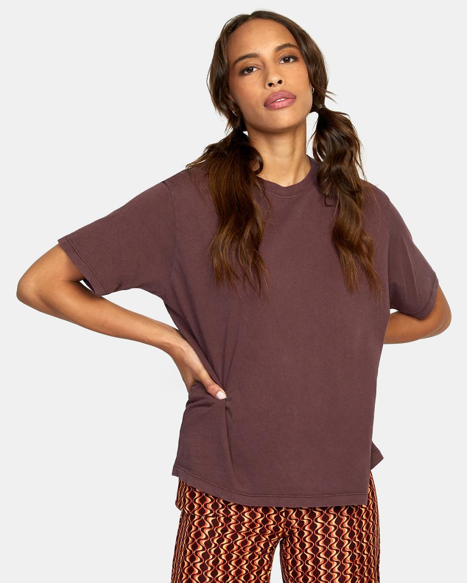 T shirts Rvca Ptc Anyday Oversized Mujer Espresso | ECOVG73210