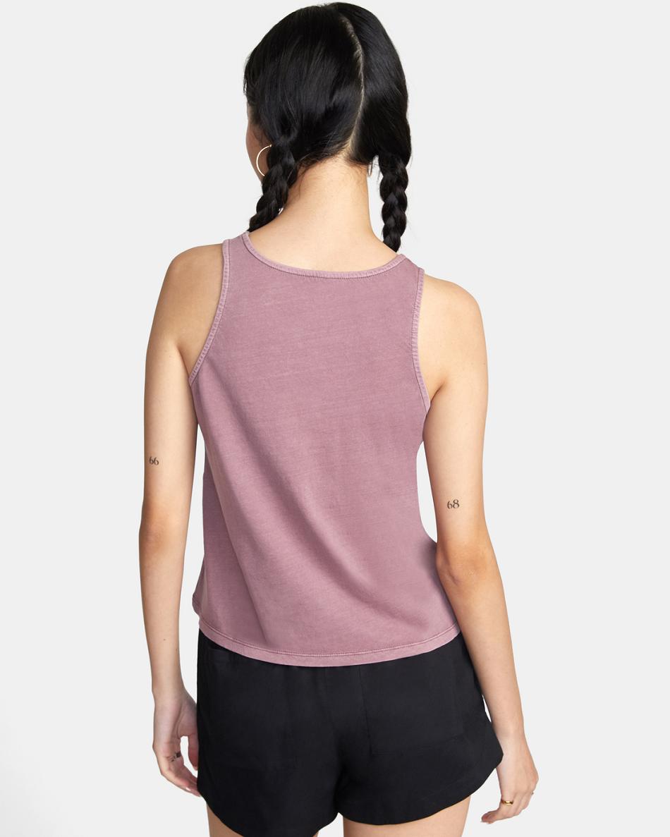 T shirts Rvca Ptc Traveler Embroidered Tank Top Mujer Dusty Grape | MCOHR73450