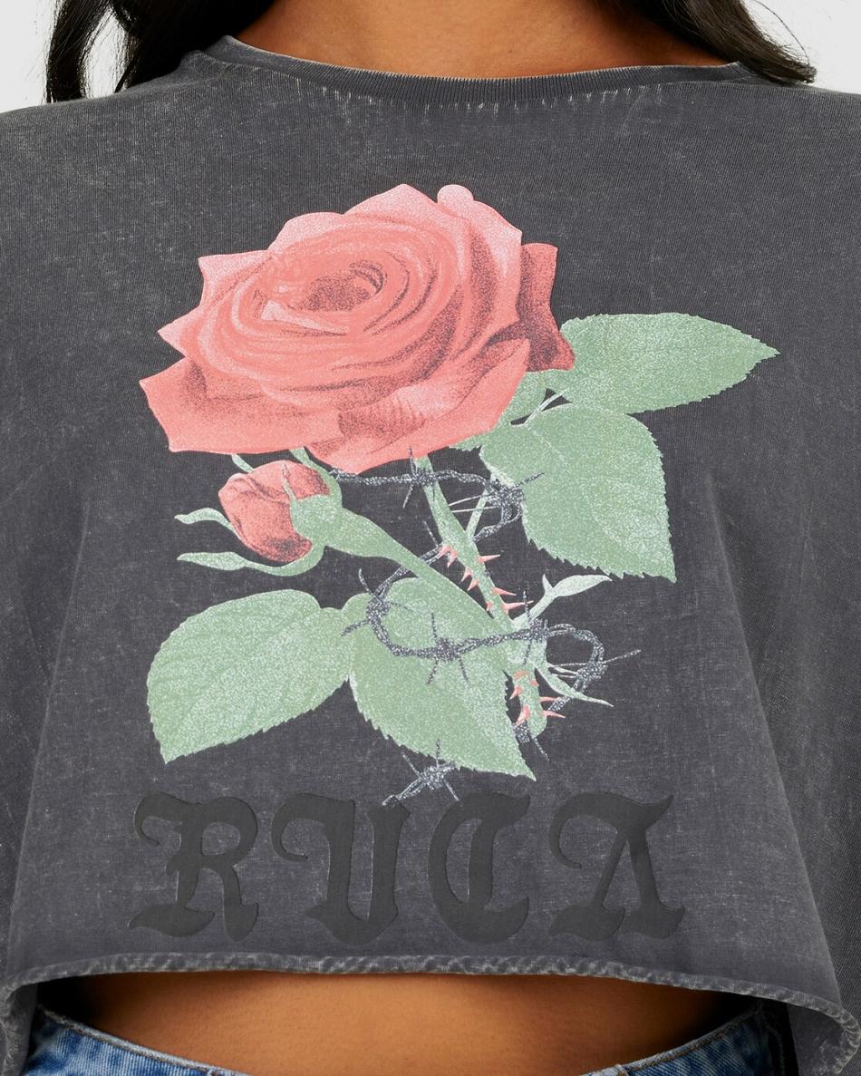 T shirts Rvca ROSES HALF RUMMAGE Mujer Negras | TCOWZ93672