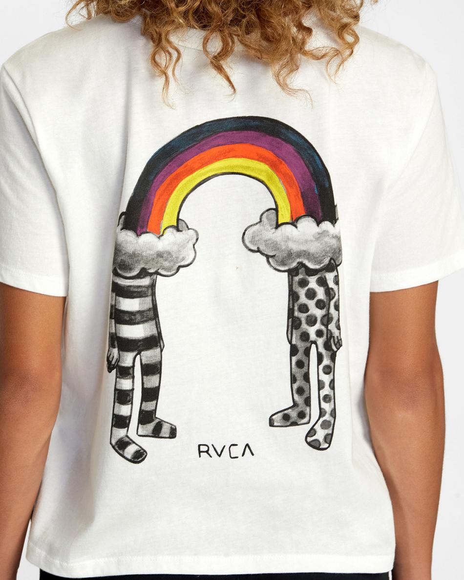 T shirts Rvca Rainbow Connection Mujer Blancas | QCOWA87165