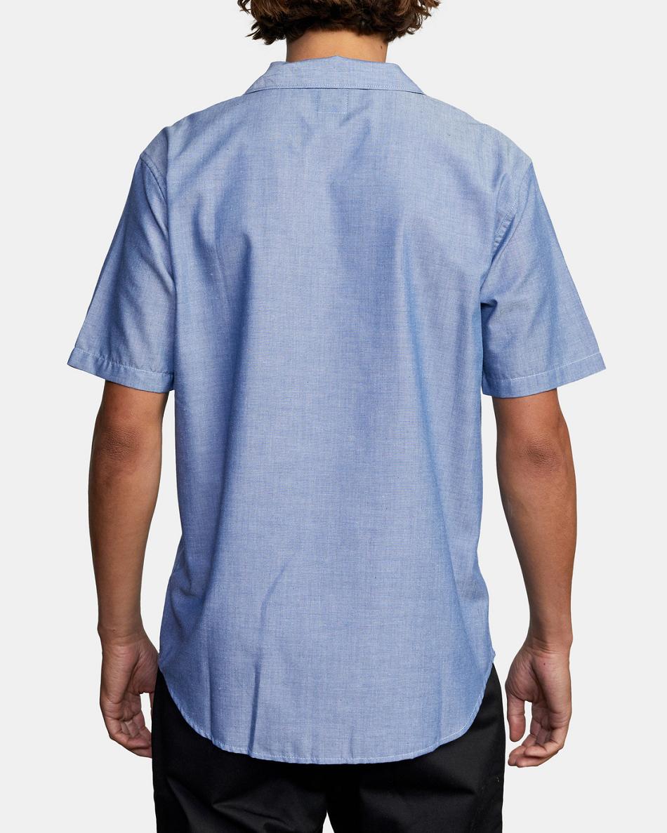 T shirts Rvca Recession Colección Day Shift Corta Sleeve Hombre Azules | COCIF55839