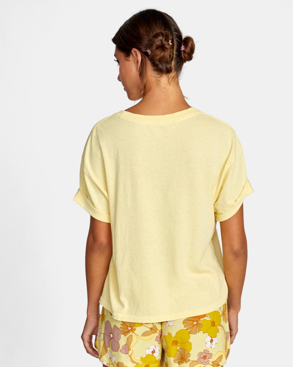 T shirts Rvca Retro Floral Estampadas Mujer Amarillo | PCOER55498