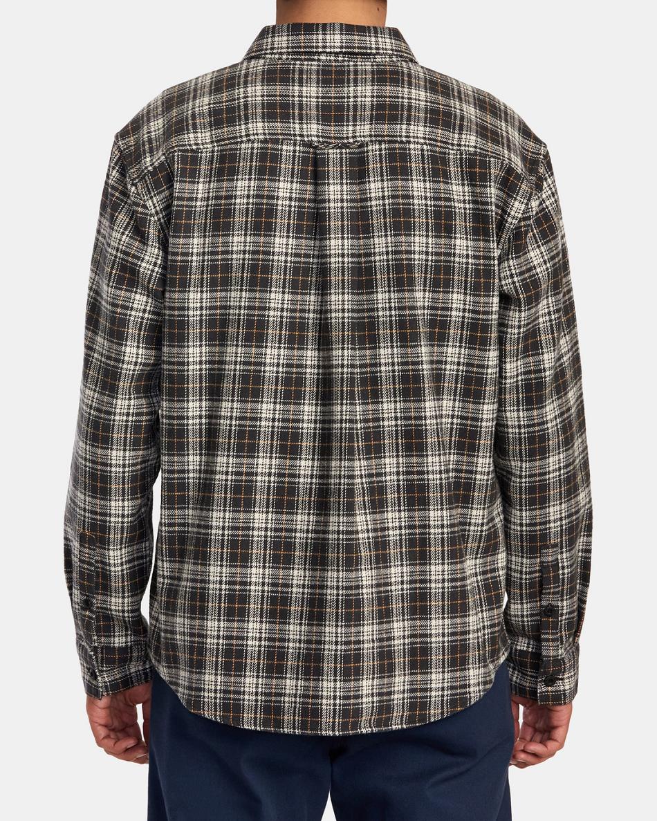 T shirts Rvca Reynolds Flannel Hombre Negras | YCOVQ80608