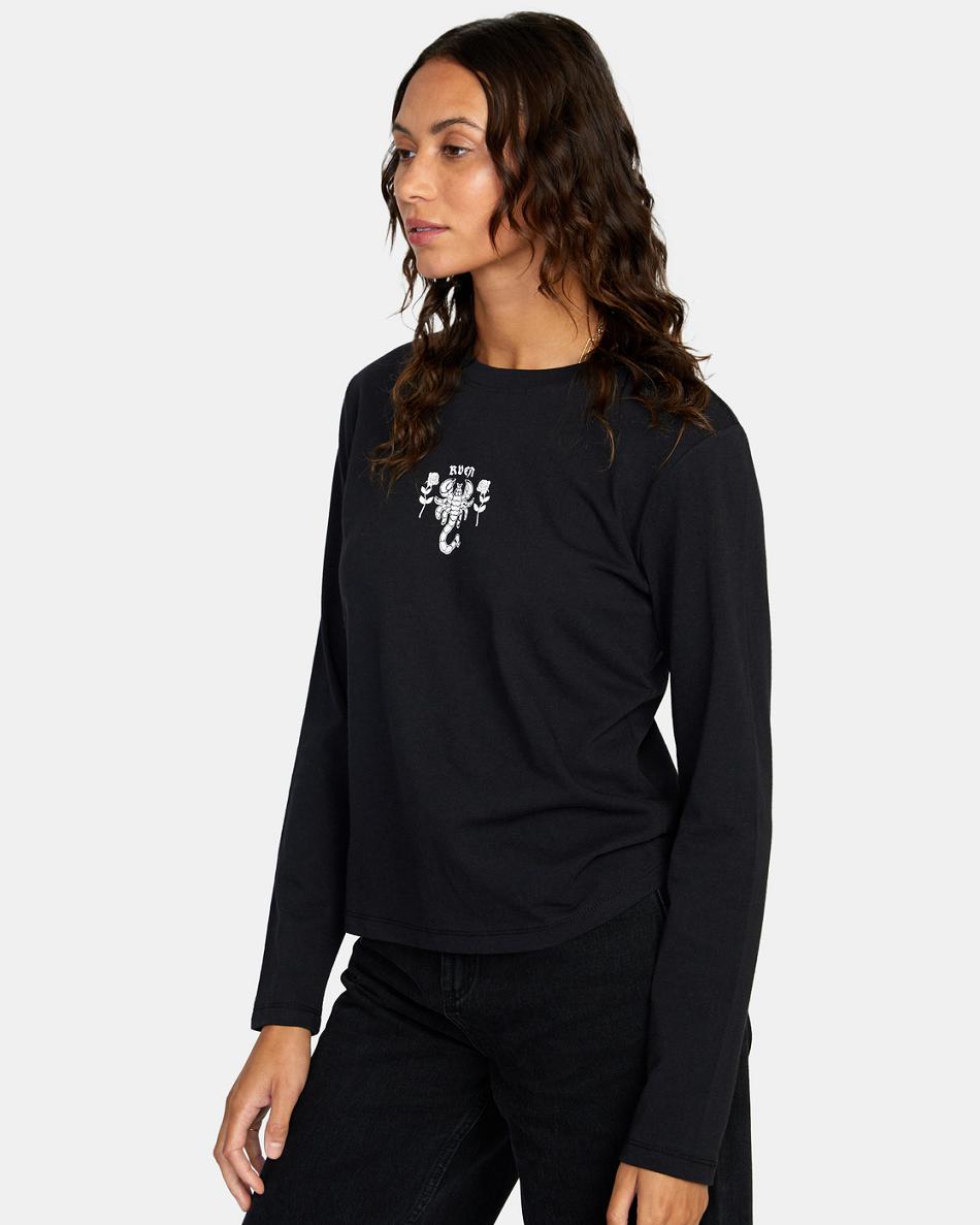 T shirts Rvca Romance Long Sleeve Mujer Negras | DCOKV80557