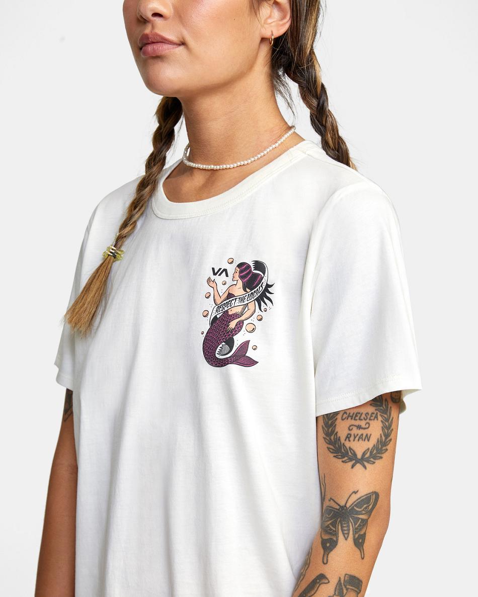 T shirts Rvca Save Our Souls Crop Mujer Blancas | COQAV31137