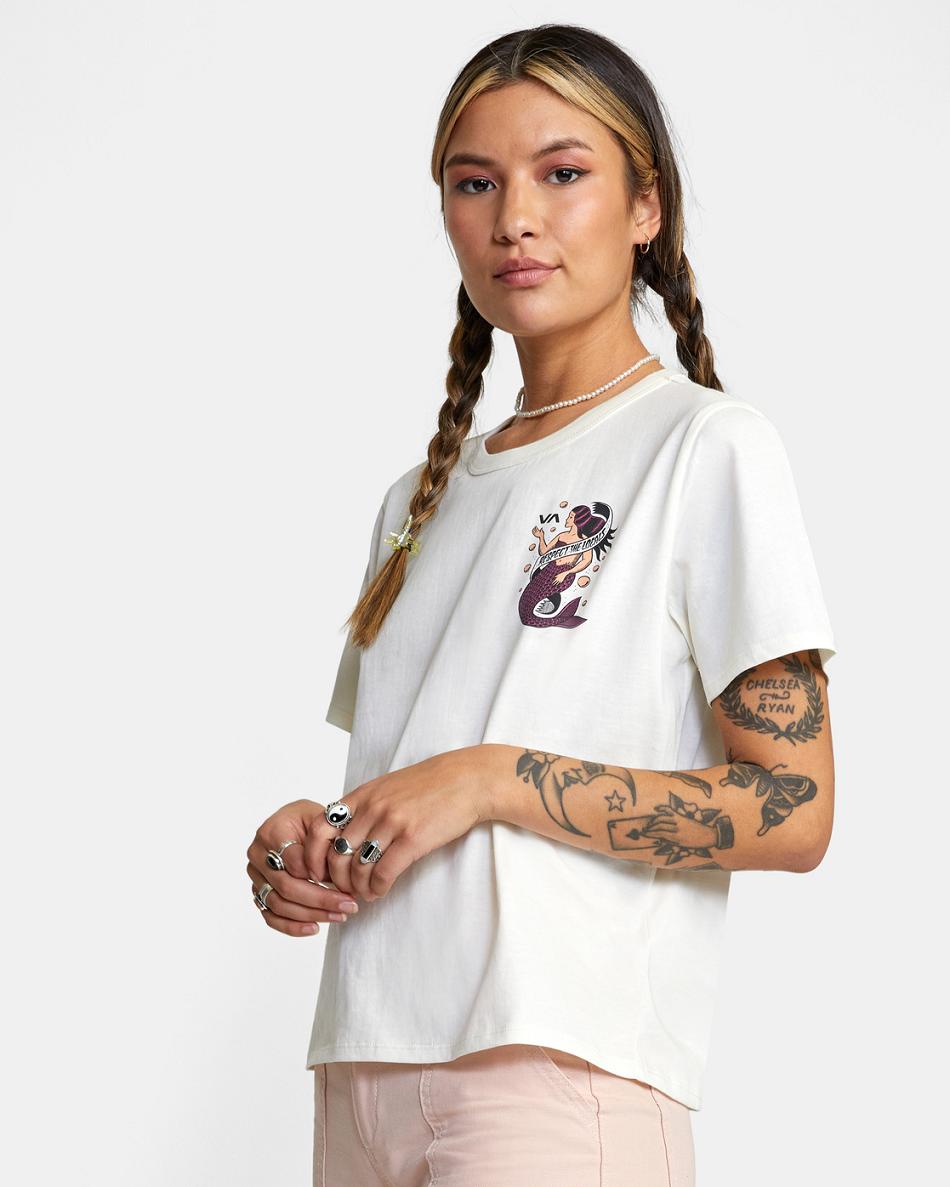 T shirts Rvca Save Our Souls Crop Mujer Blancas | COQAV31137