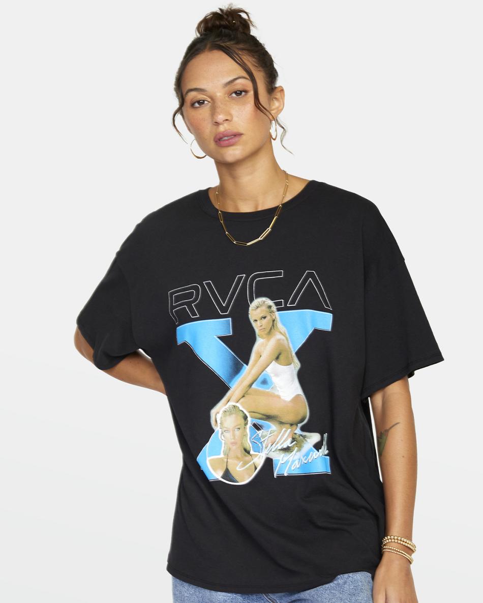 T shirts Rvca Stella Estampadas Mujer Negras | MCOFT80873