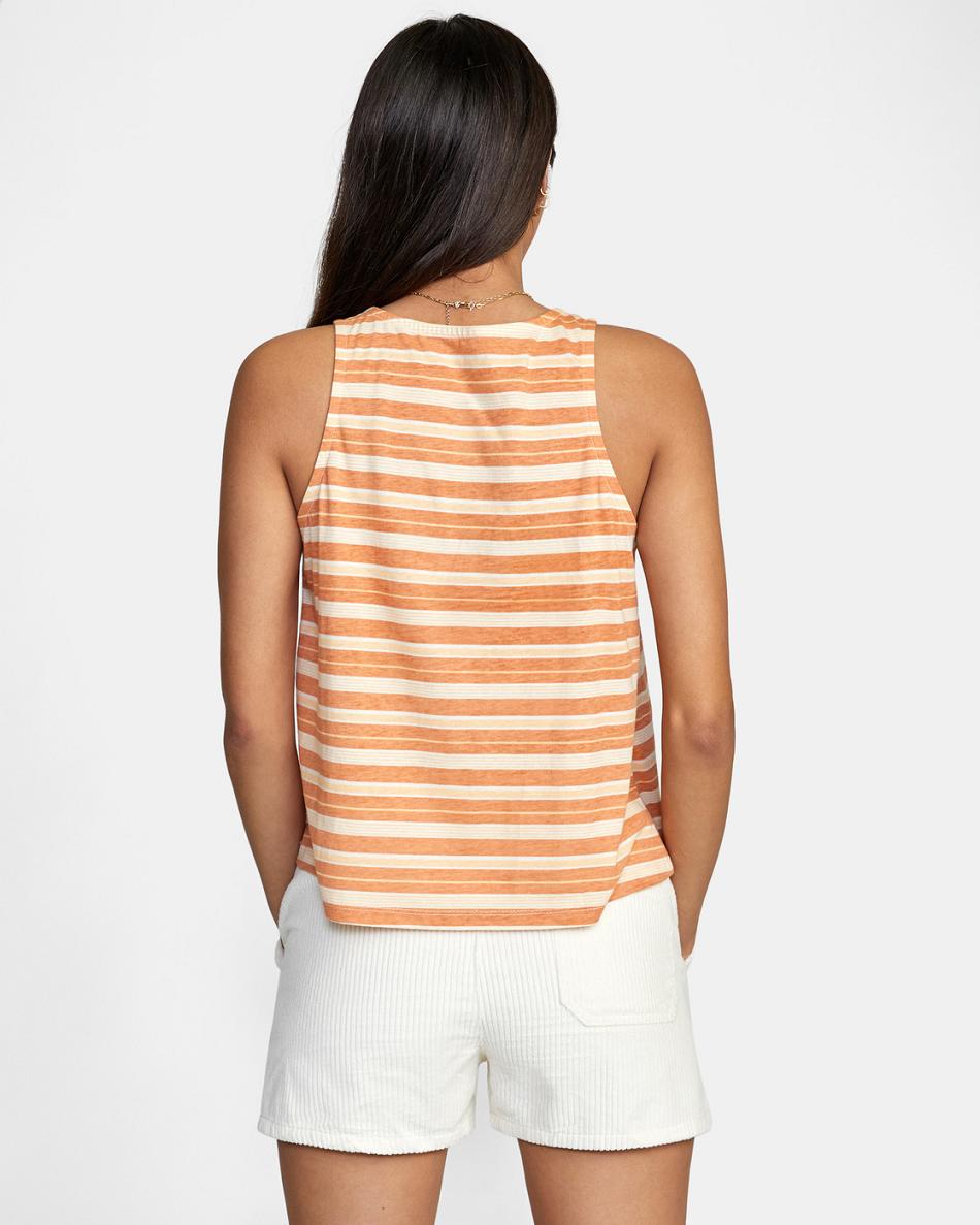 T shirts Rvca Stripe Tank Top Mujer Clay | MCOFT17919