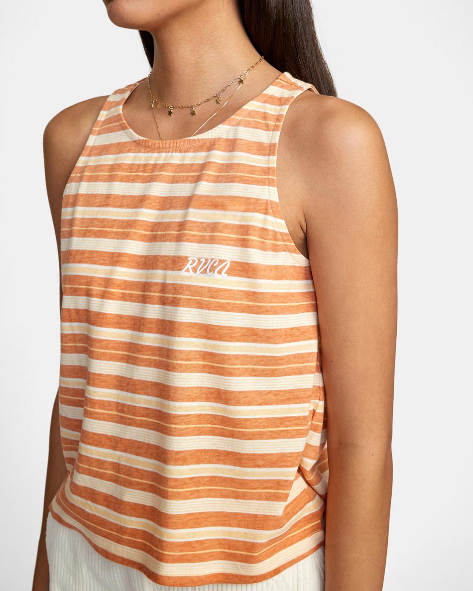 T shirts Rvca Stripe Tank Top Mujer Clay | MCOFT17919