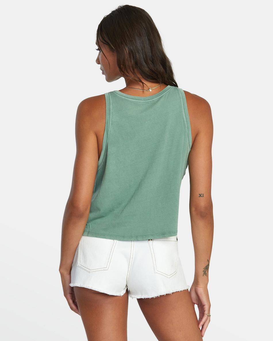 T shirts Rvca Sunflower Tank Top Mujer Verde Menta | COEAH37448