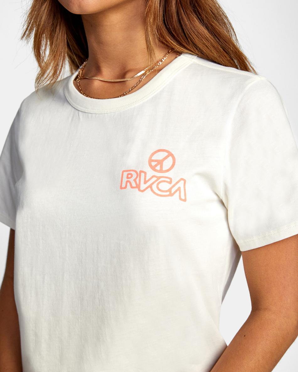 T shirts Rvca The Heat Crop Mujer Blancas | COCIF44237