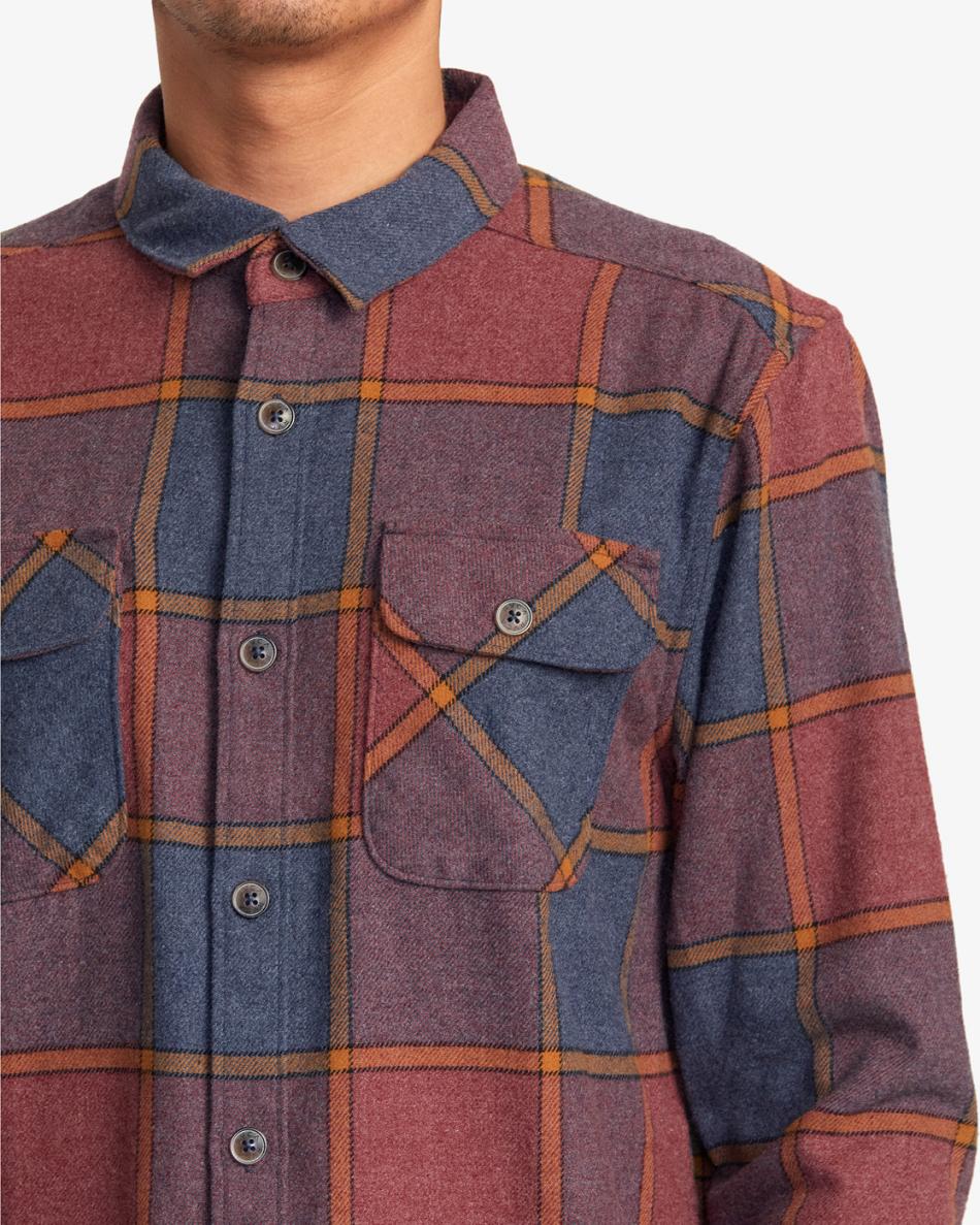 T shirts Rvca Trabajo Flannel Long Sleeve Hombre New Moody | COJKU80598