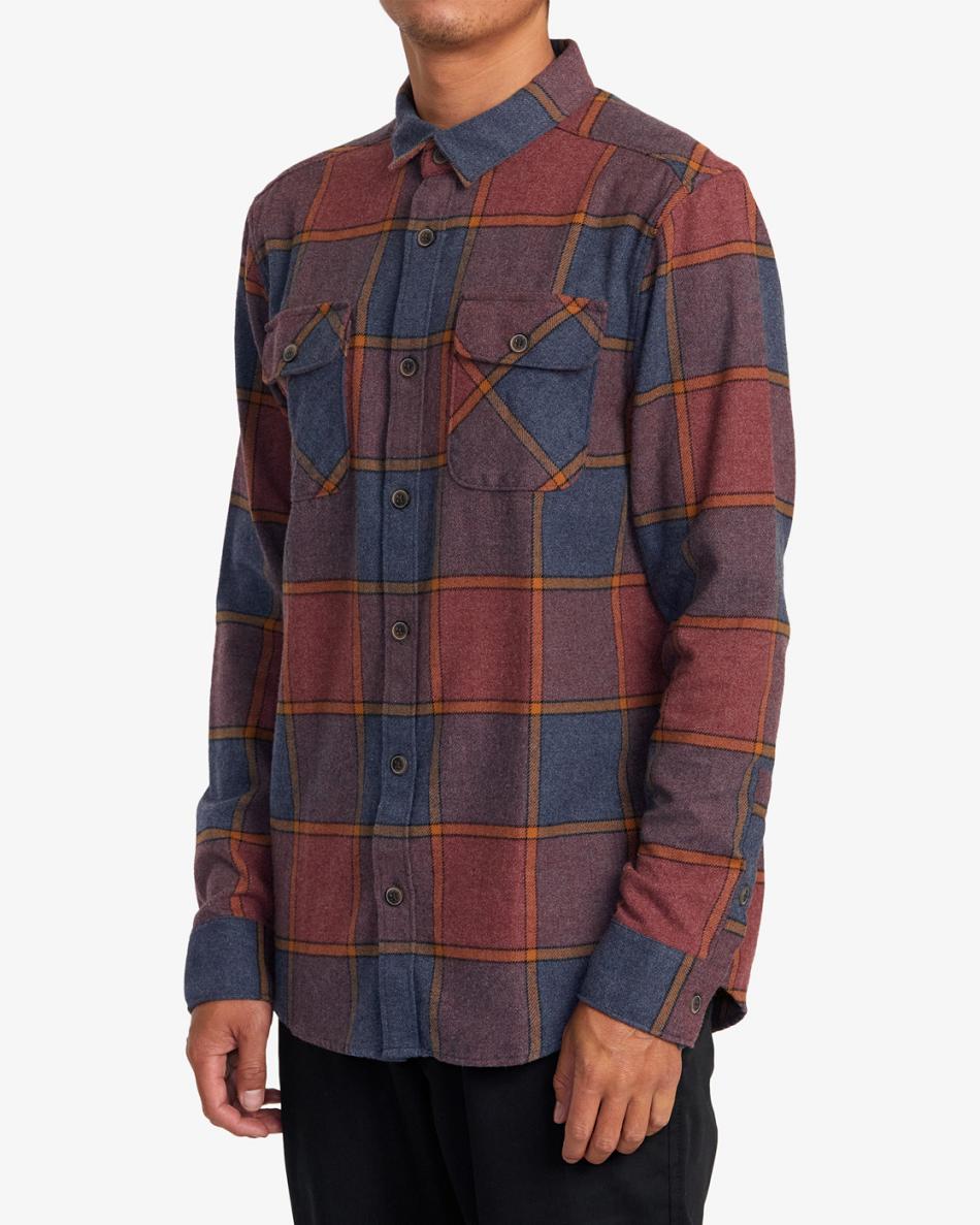 T shirts Rvca Trabajo Flannel Long Sleeve Hombre New Moody | COJKU80598