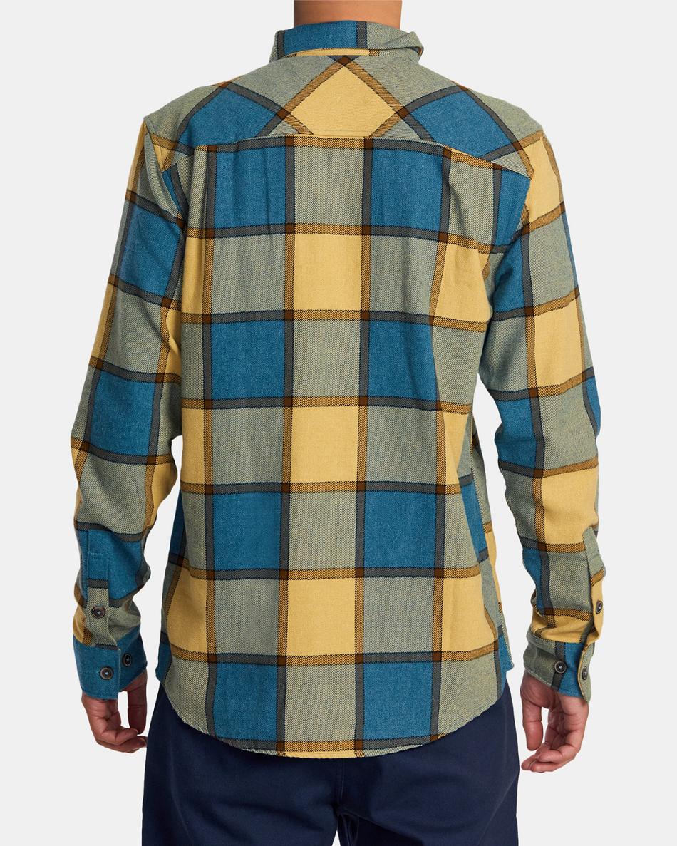 T shirts Rvca Trabajo Flannel Long Sleeve Hombre Marsh | ECOHC95547