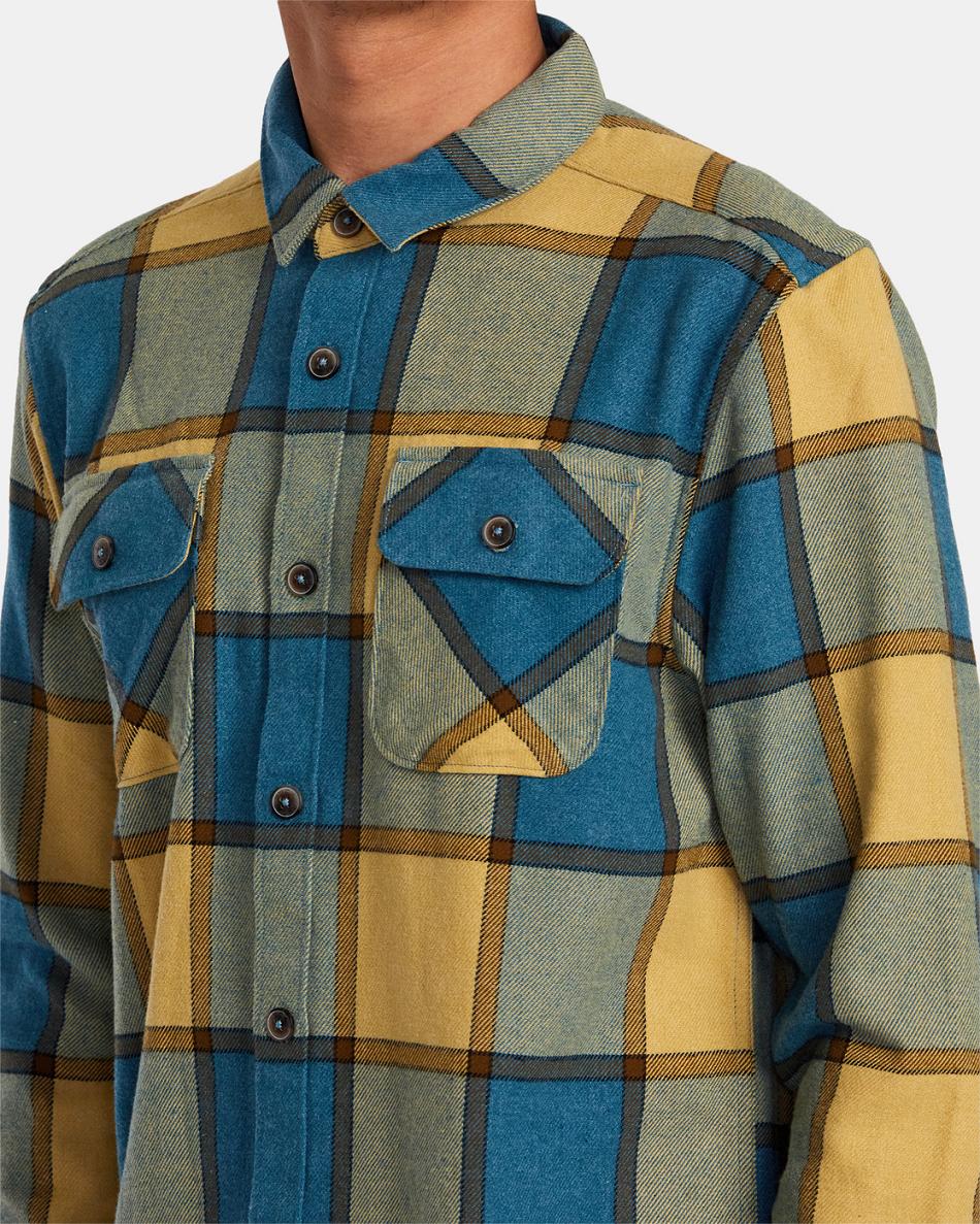 T shirts Rvca Trabajo Flannel Long Sleeve Hombre Marsh | ECOHC95547